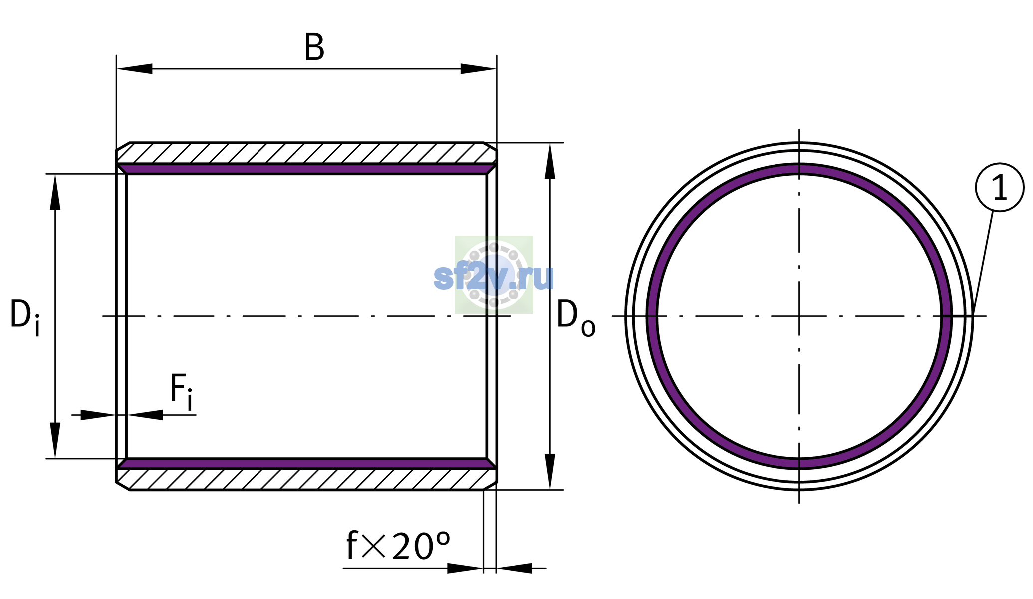 Схема подшипника EGB2210-E40