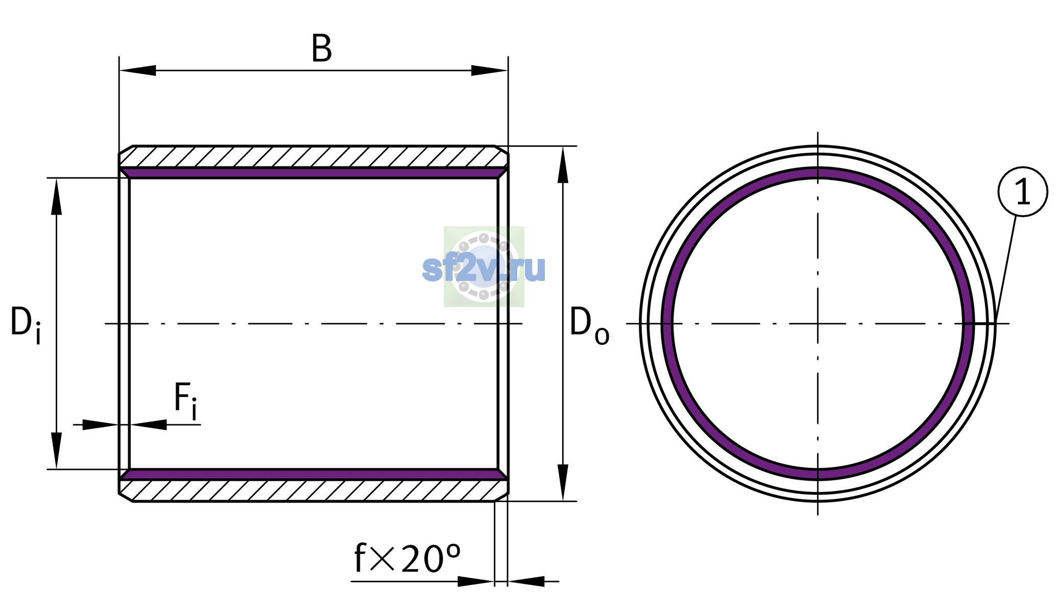 Схема подшипника EGB2215-E40-B