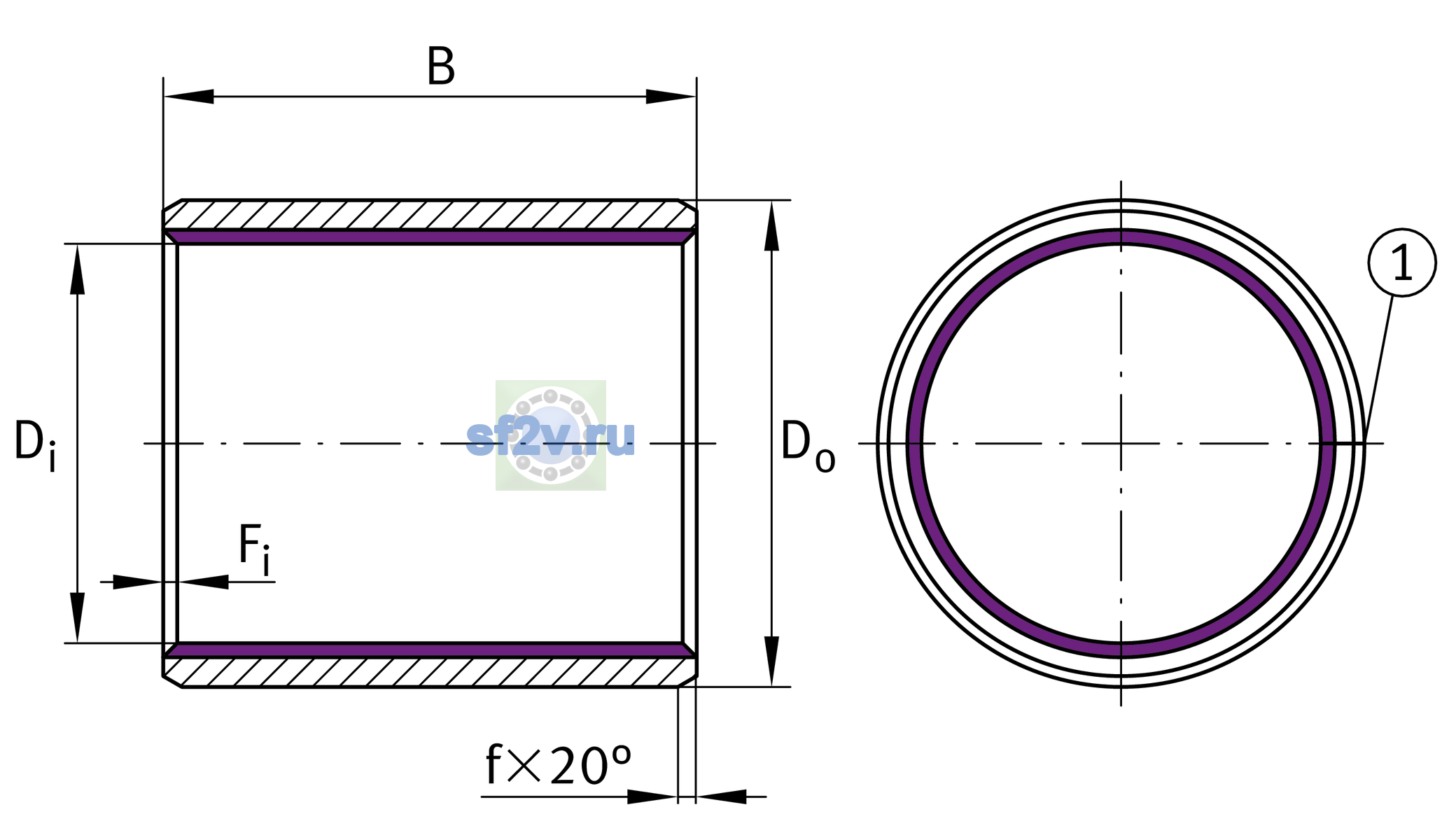 Схема подшипника EGB2220-E40-B