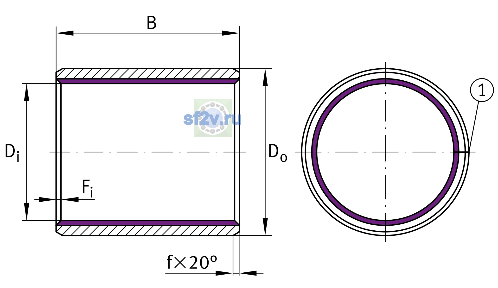 Схема подшипника EGB2520-E40