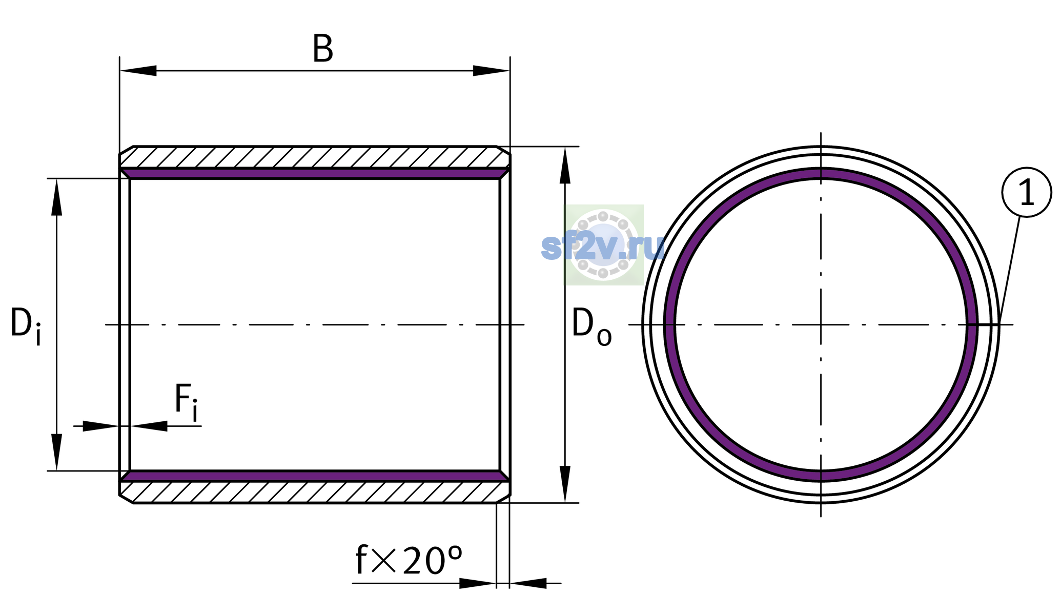 Схема подшипника EGB2525-E40-B