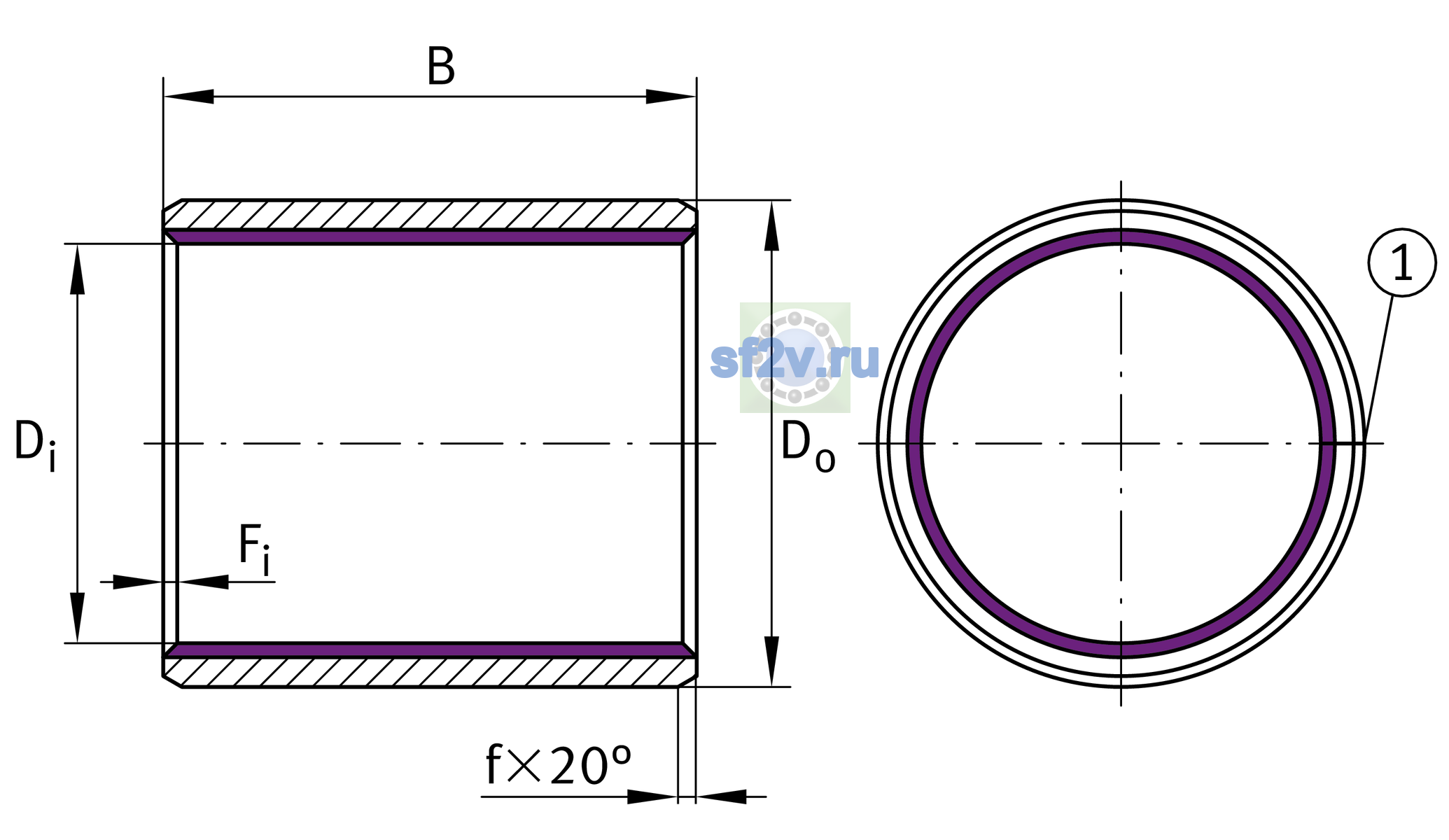 Схема подшипника EGB3030-E40-B