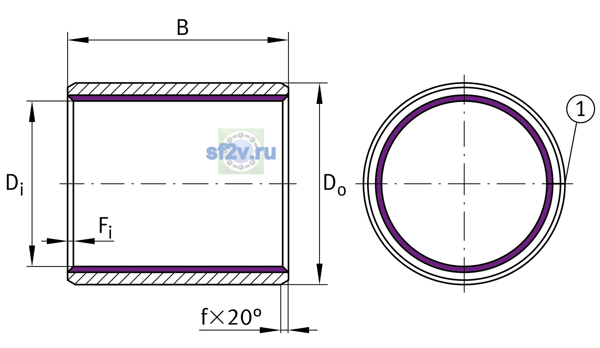 Схема подшипника EGB3040-E40