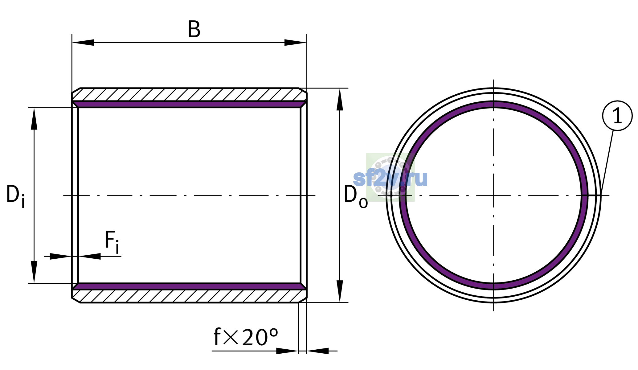Схема подшипника EGB3040-E40-B