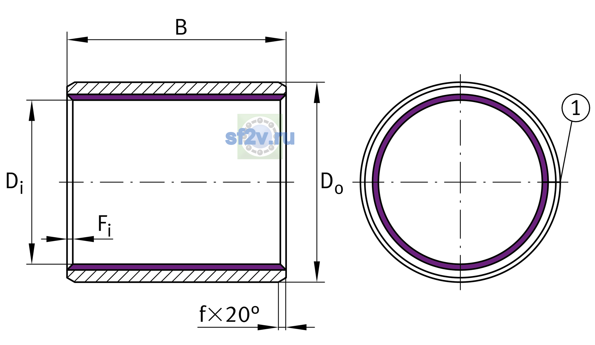 Схема подшипника EGB3240-E40