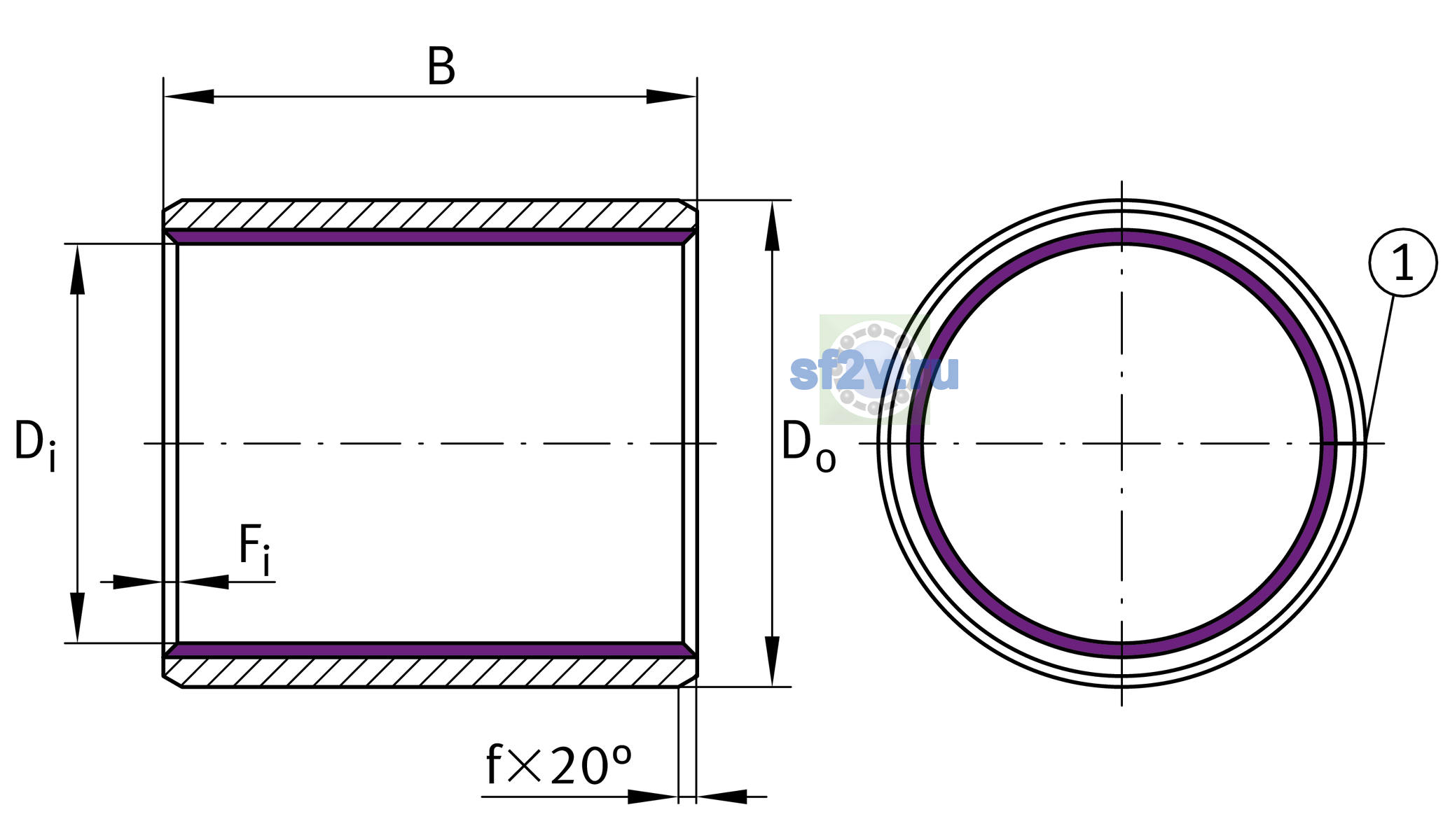 Схема подшипника EGB4020-E40