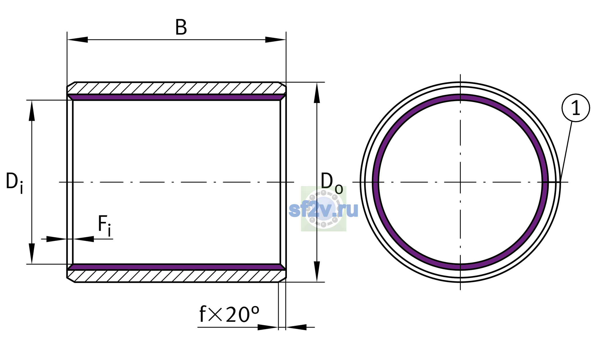 Схема подшипника EGB4050-E40