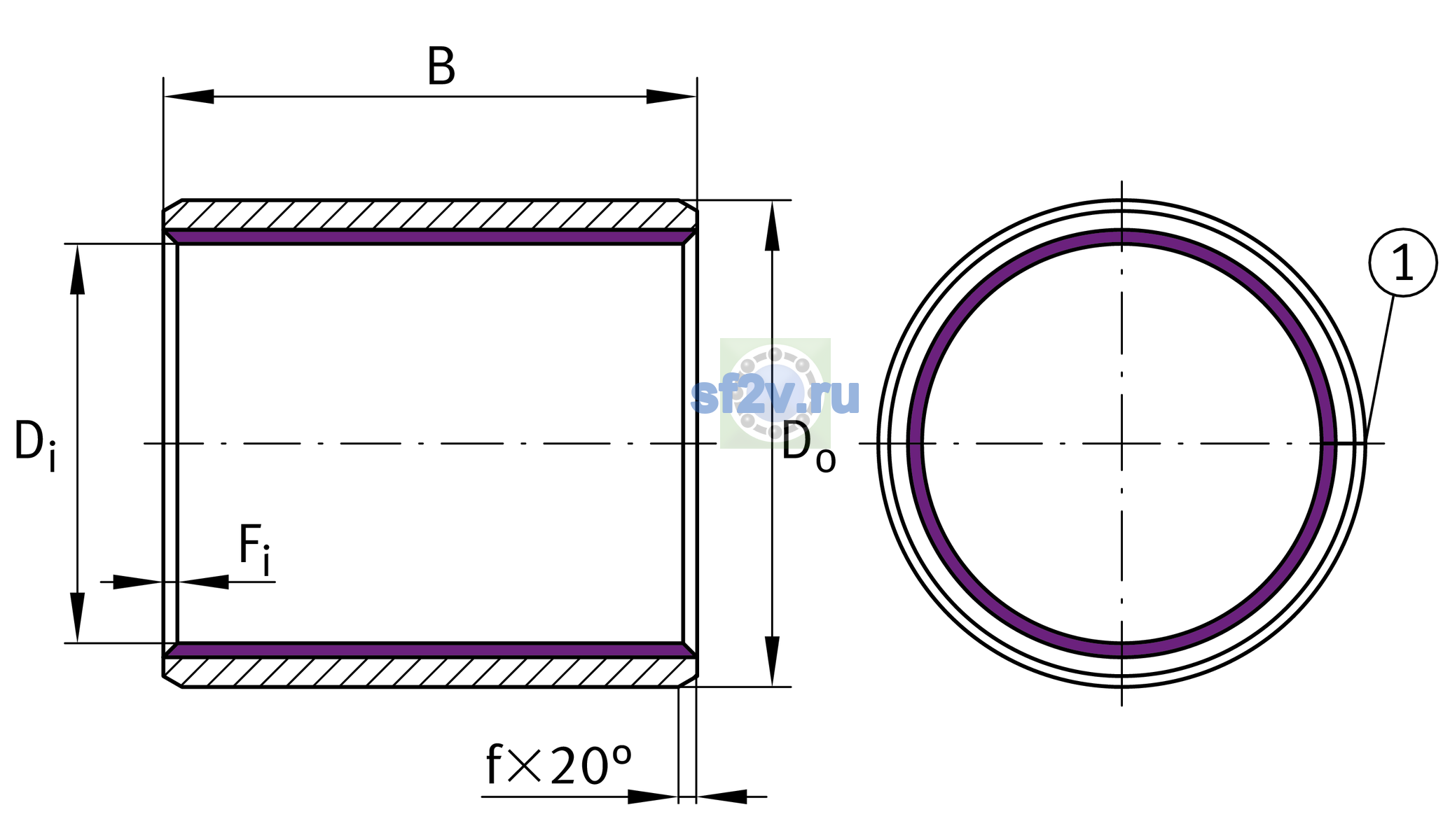Схема подшипника EGB4540-E40