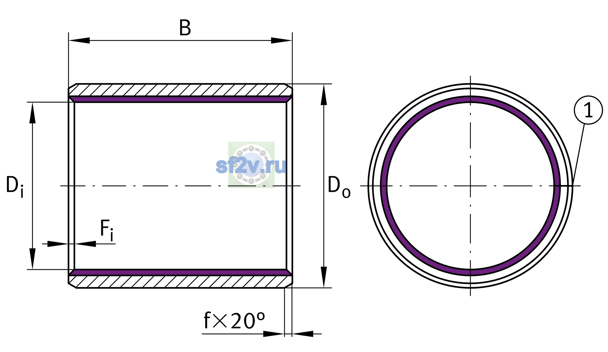 Схема подшипника EGB5040-E40-B