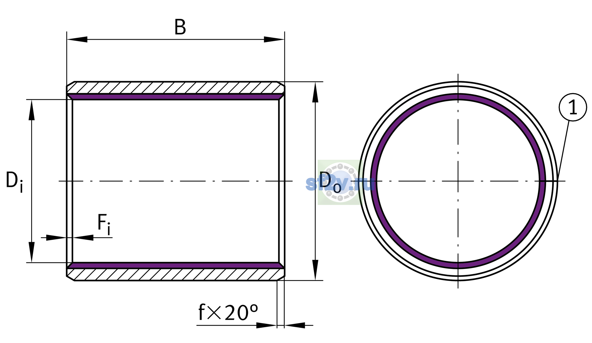 Схема подшипника EGB6030-E40