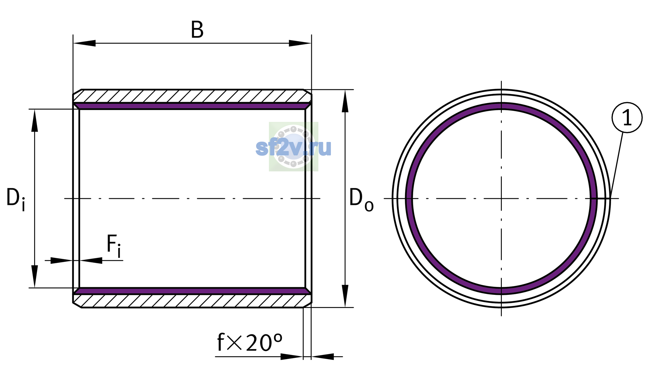 Схема подшипника EGB6040-E40