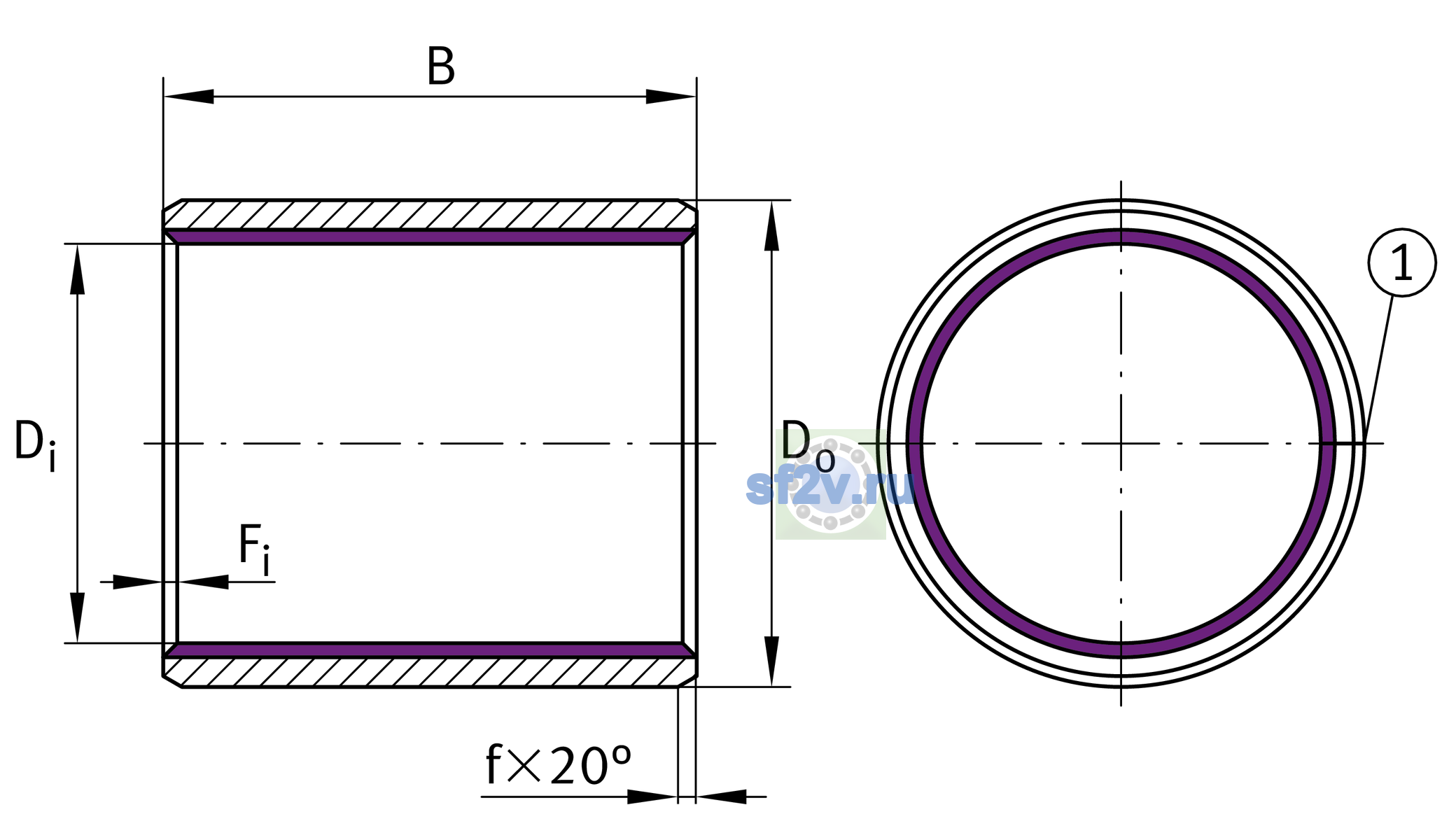 Схема подшипника EGB6040-E40-B