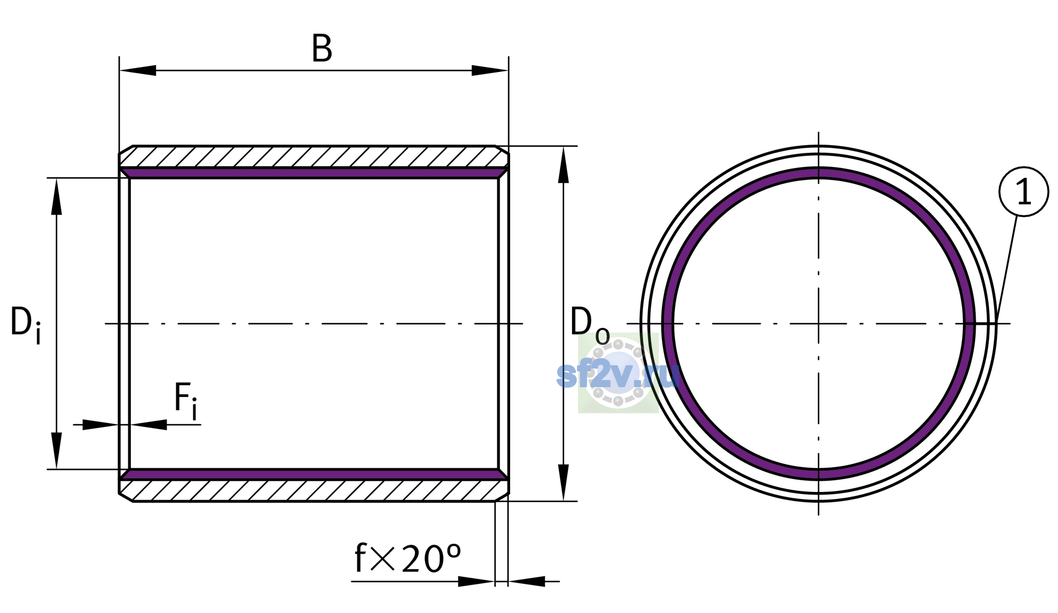 Схема подшипника EGB7050-E40