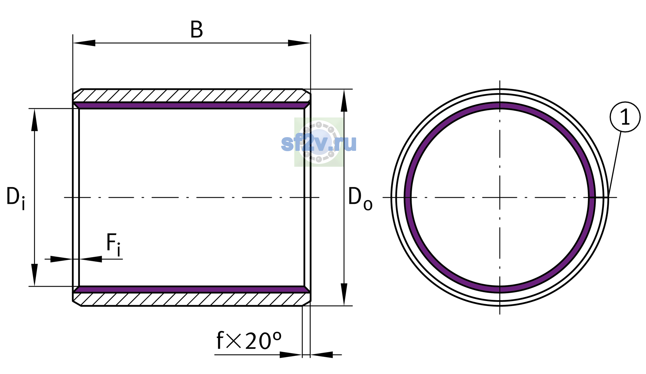 Схема подшипника EGB7050-E40-B