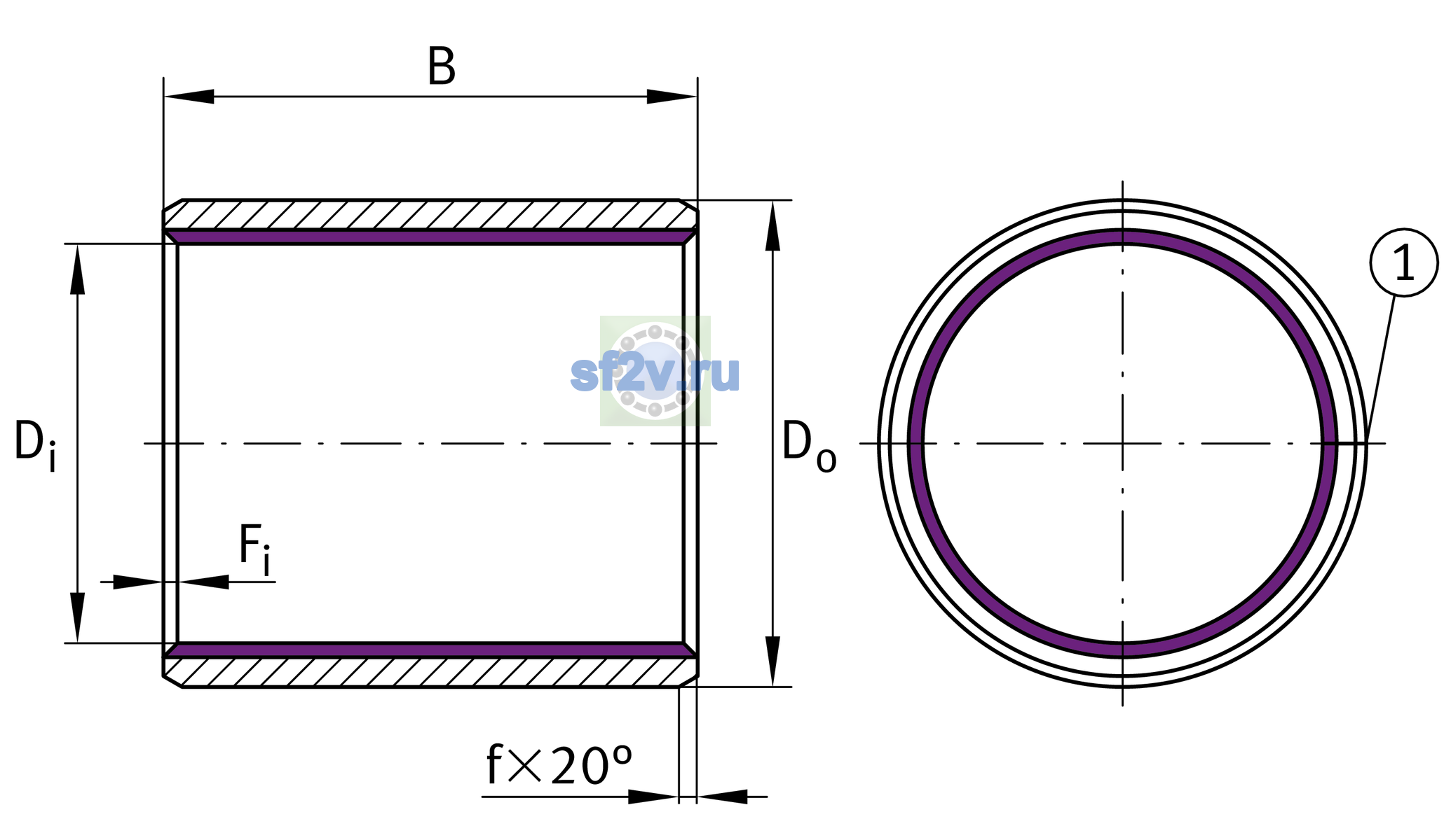 Схема подшипника EGB80100-E40