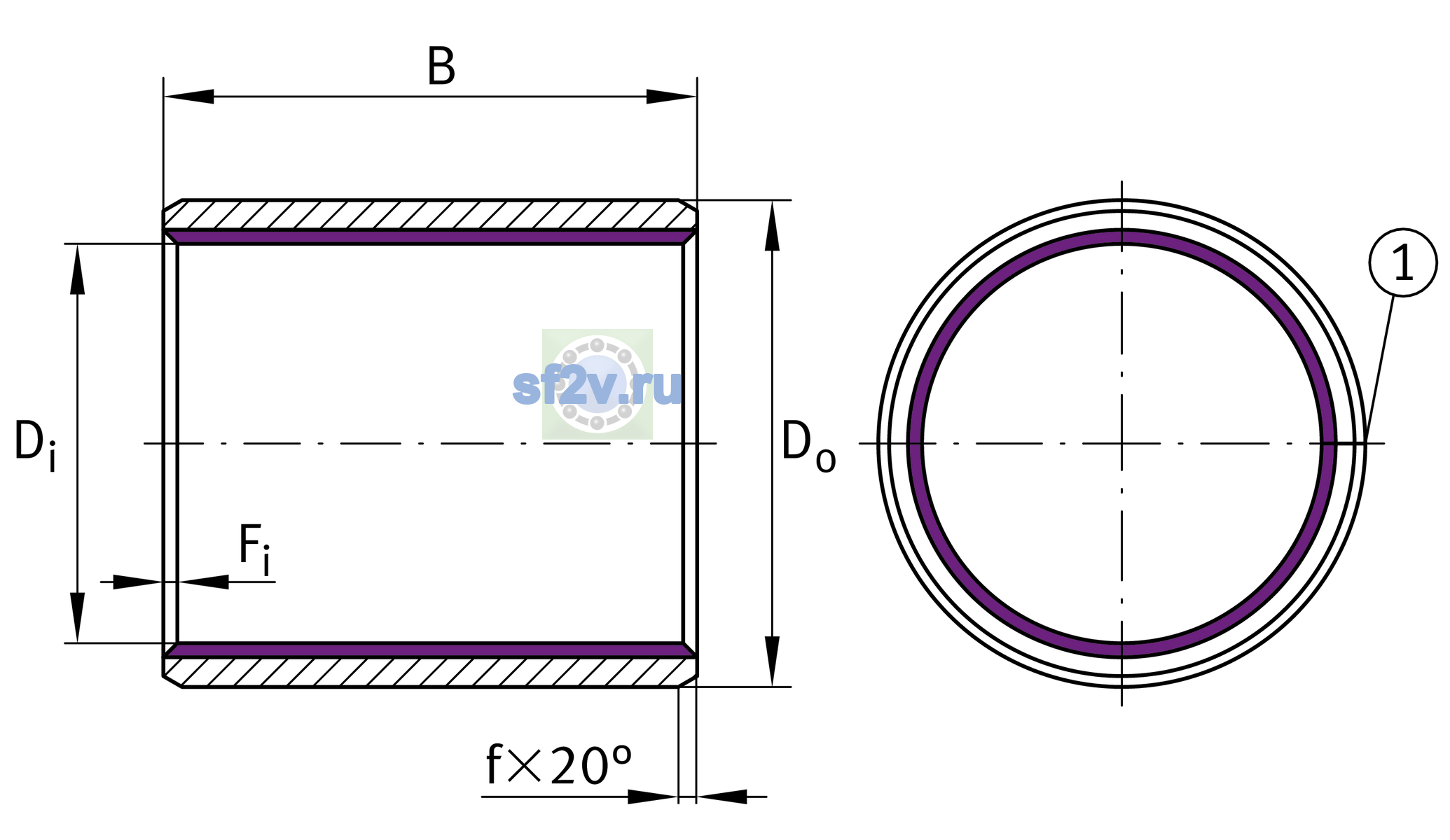 Схема подшипника EGB8060-E40-B
