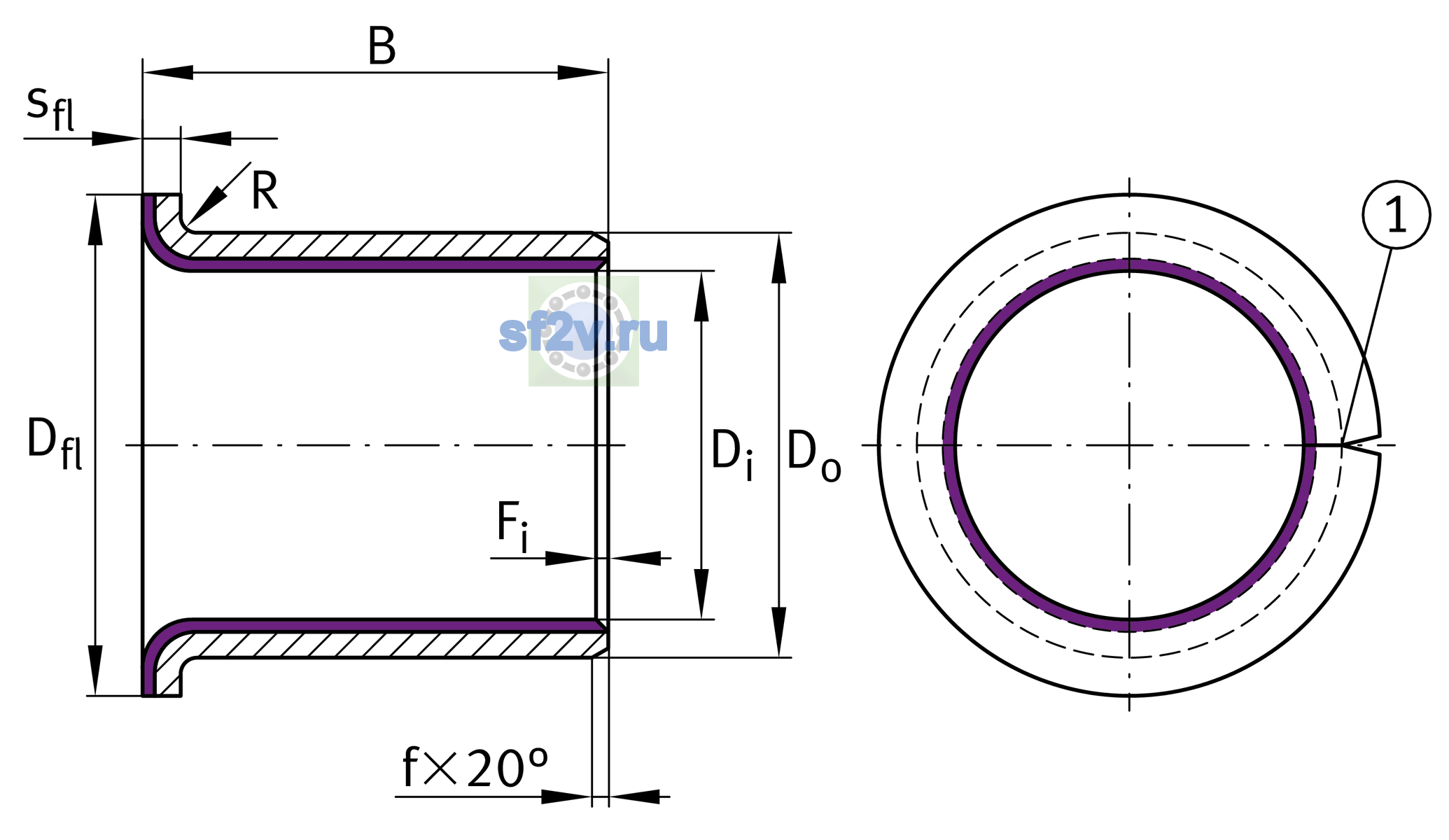 Схема подшипника EGF06080-E40-B