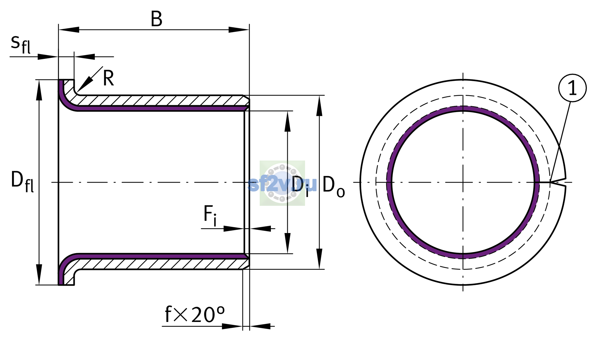 Схема подшипника EGF10120-E40-B