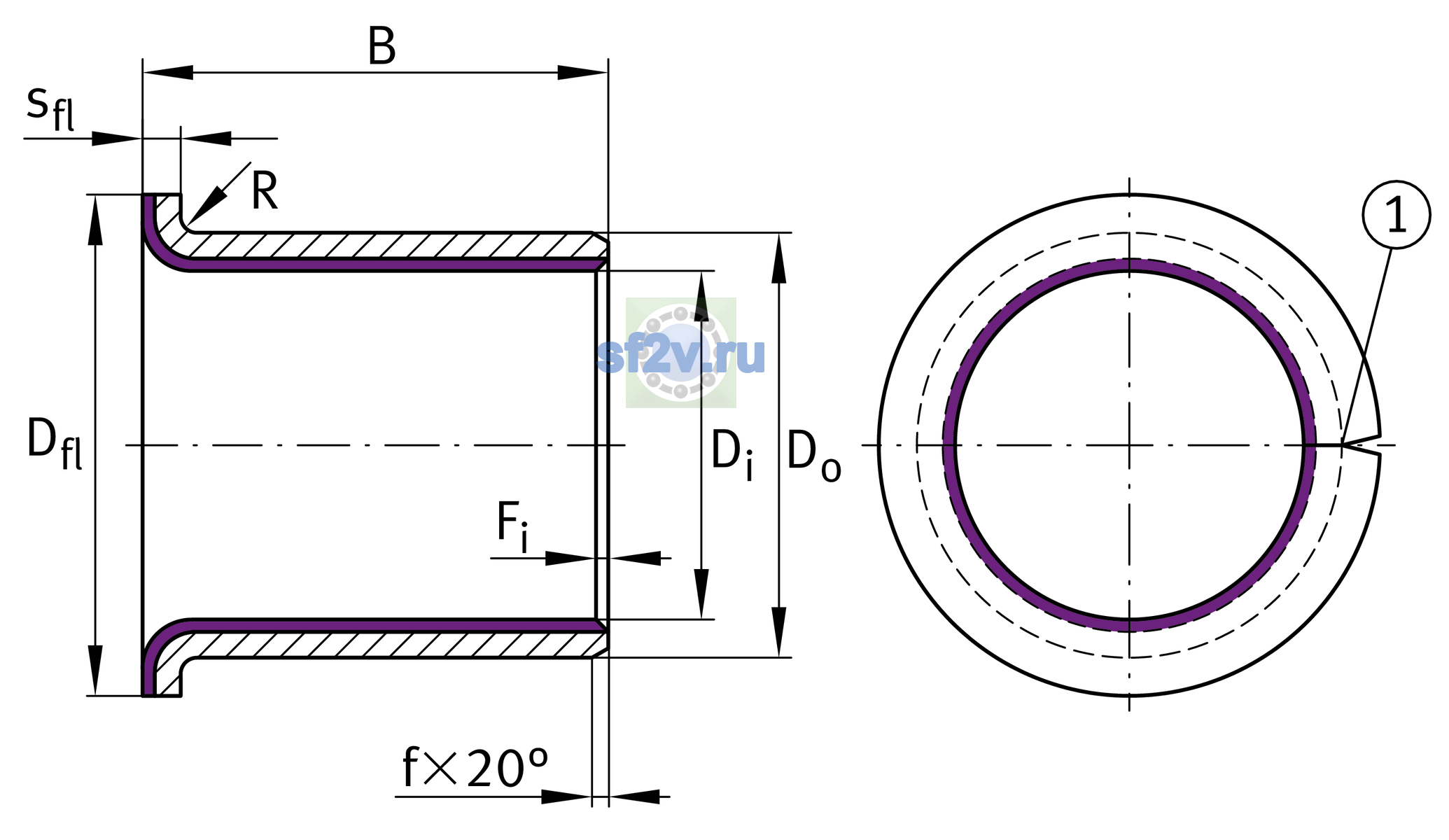Схема подшипника EGF10170-E40-B