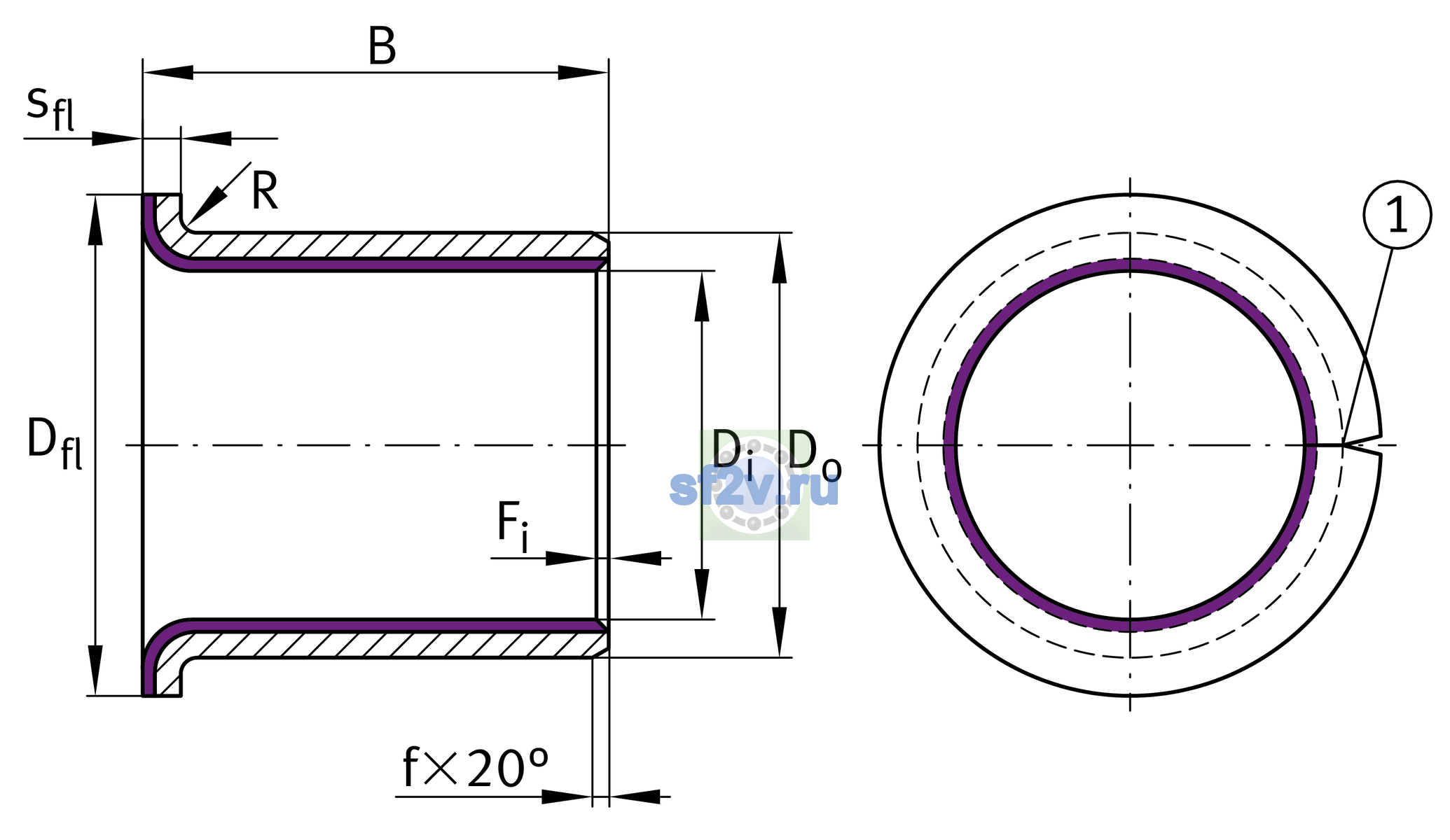 Схема подшипника EGF15120-E40-B
