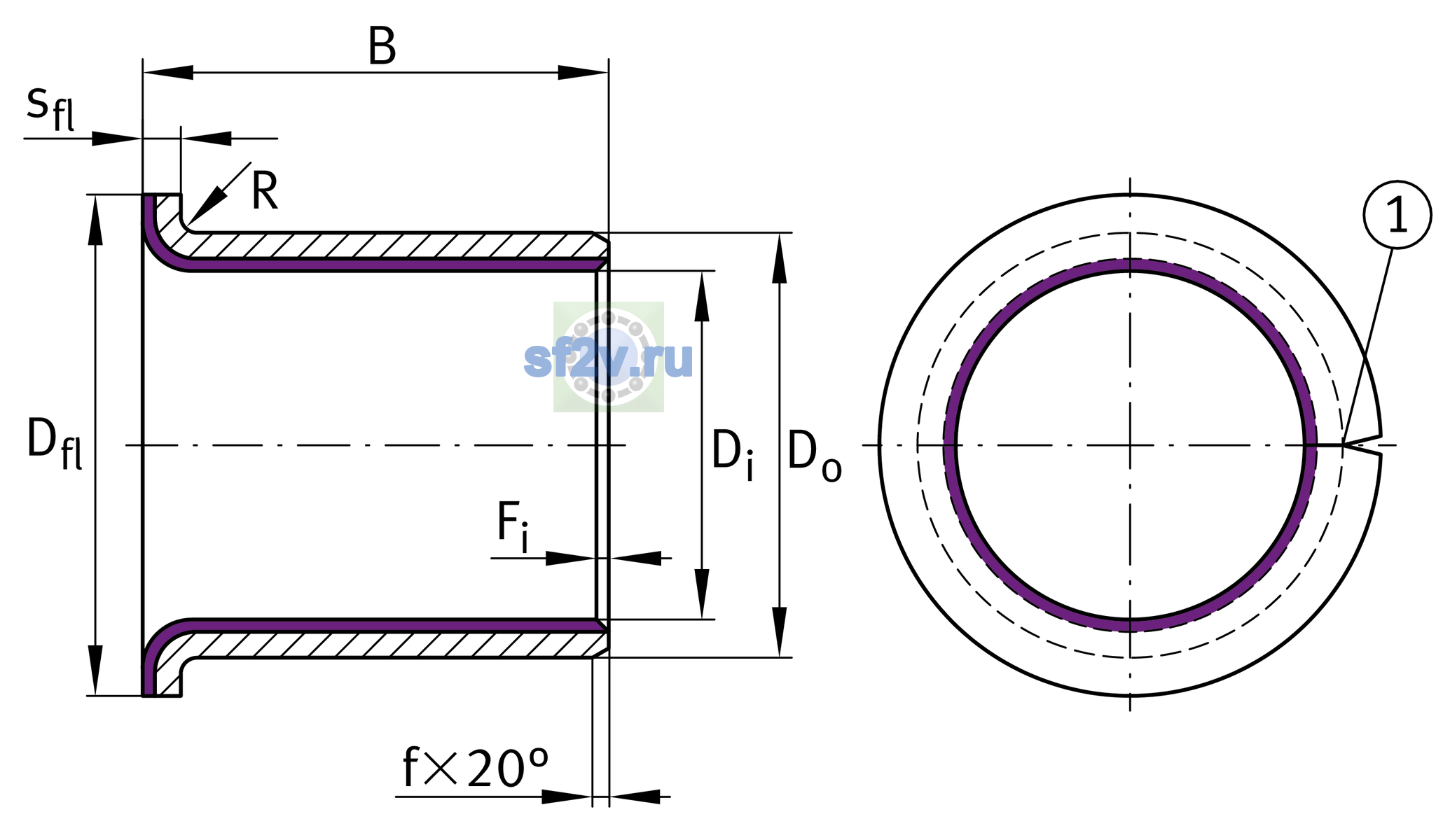 Схема подшипника EGF16120-E40-B