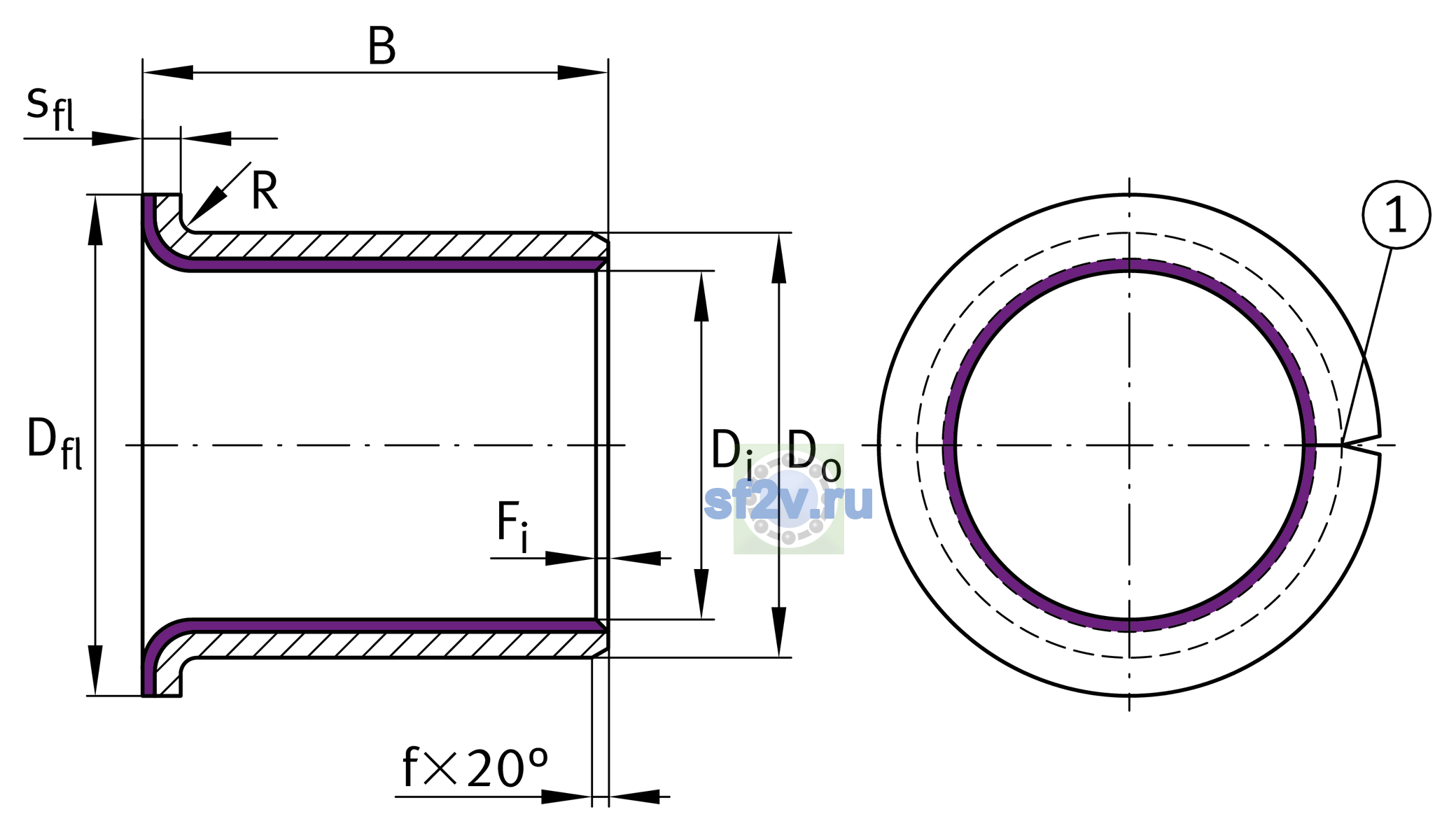 Схема подшипника EGF25215-E40-B