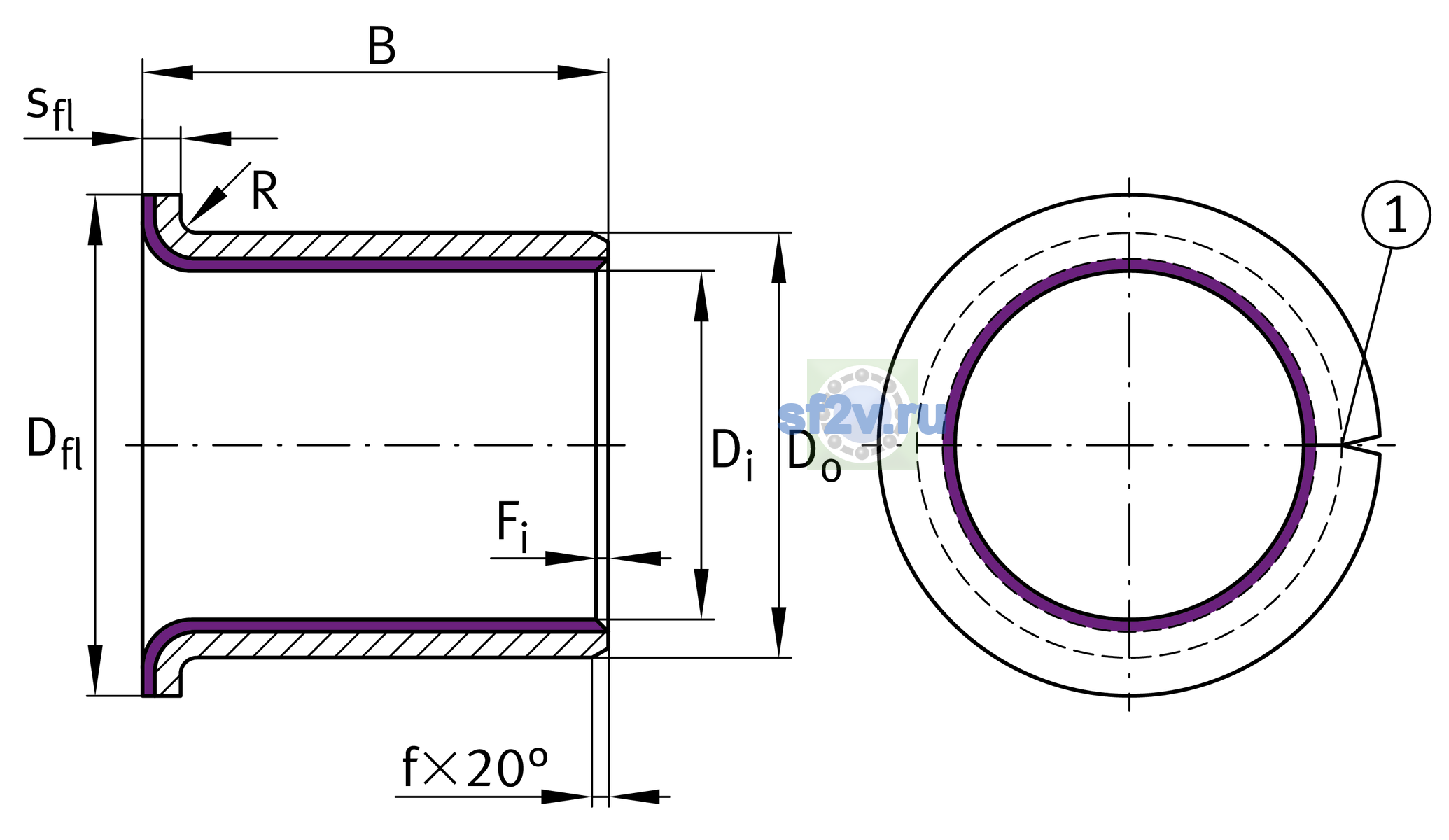 Схема подшипника EGF30260-E40