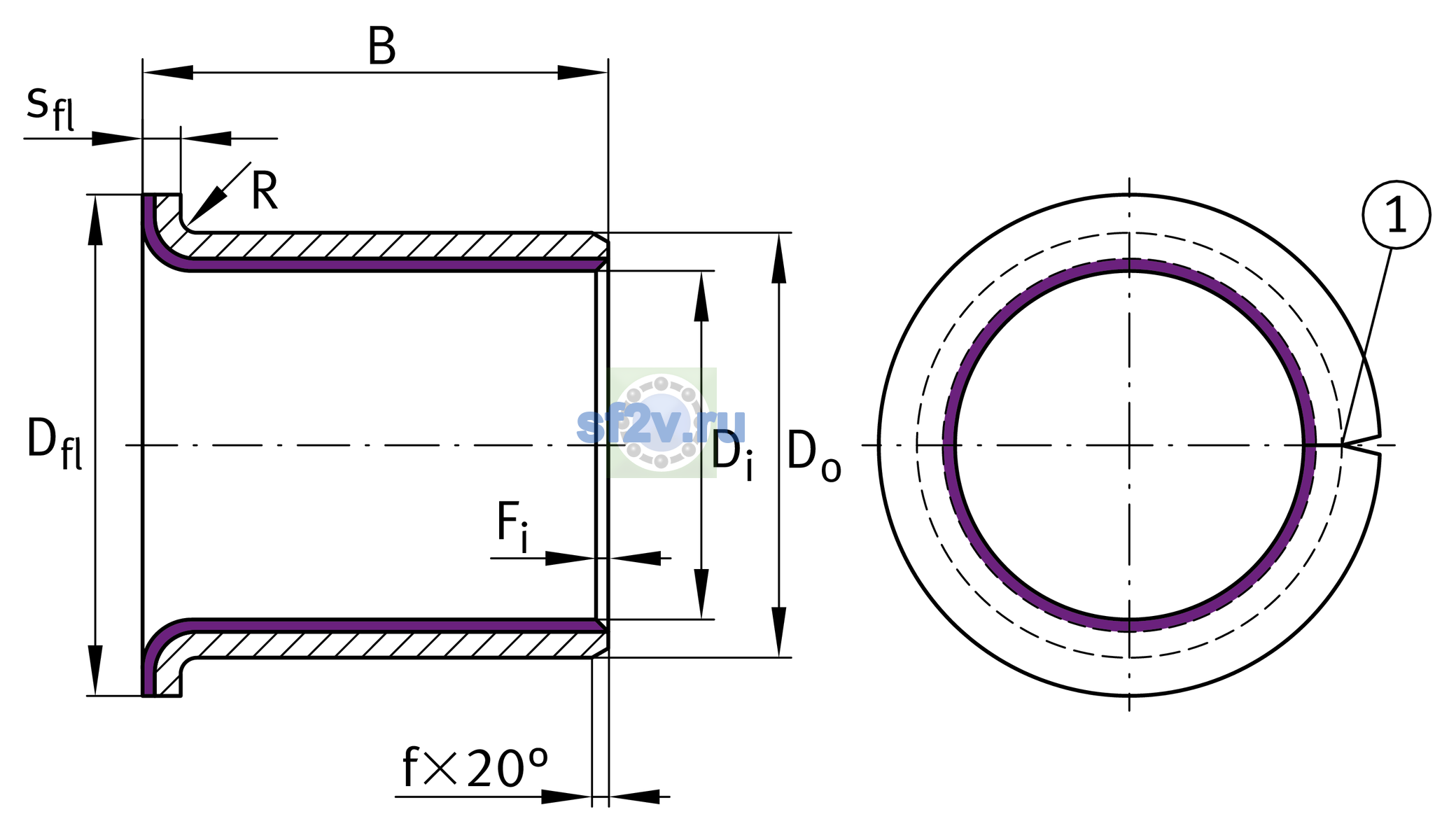 Схема подшипника EGF35260-E40-B
