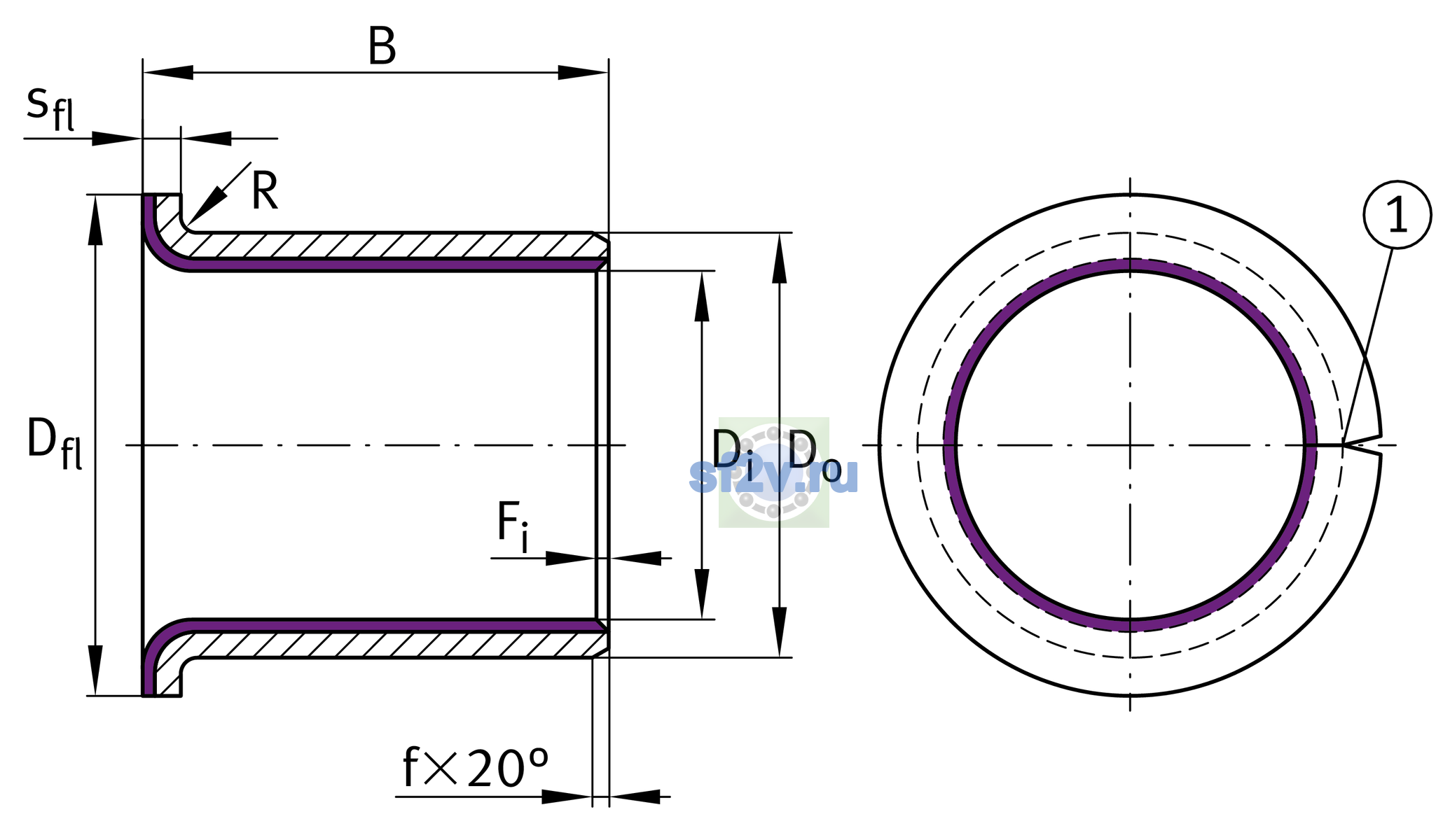 Схема подшипника EGF40260-E40-B