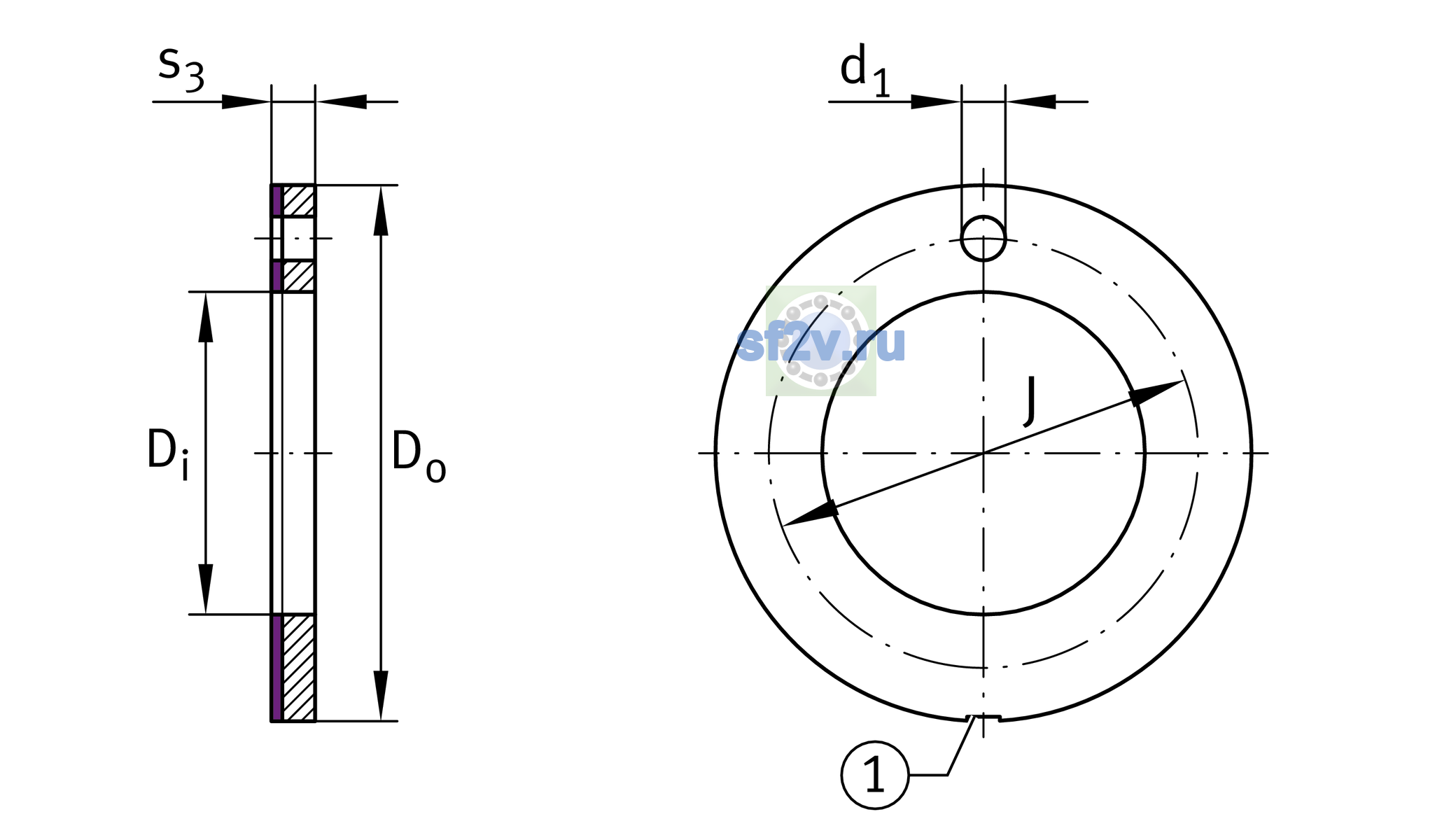 Схема подшипника EGW12-E40-B