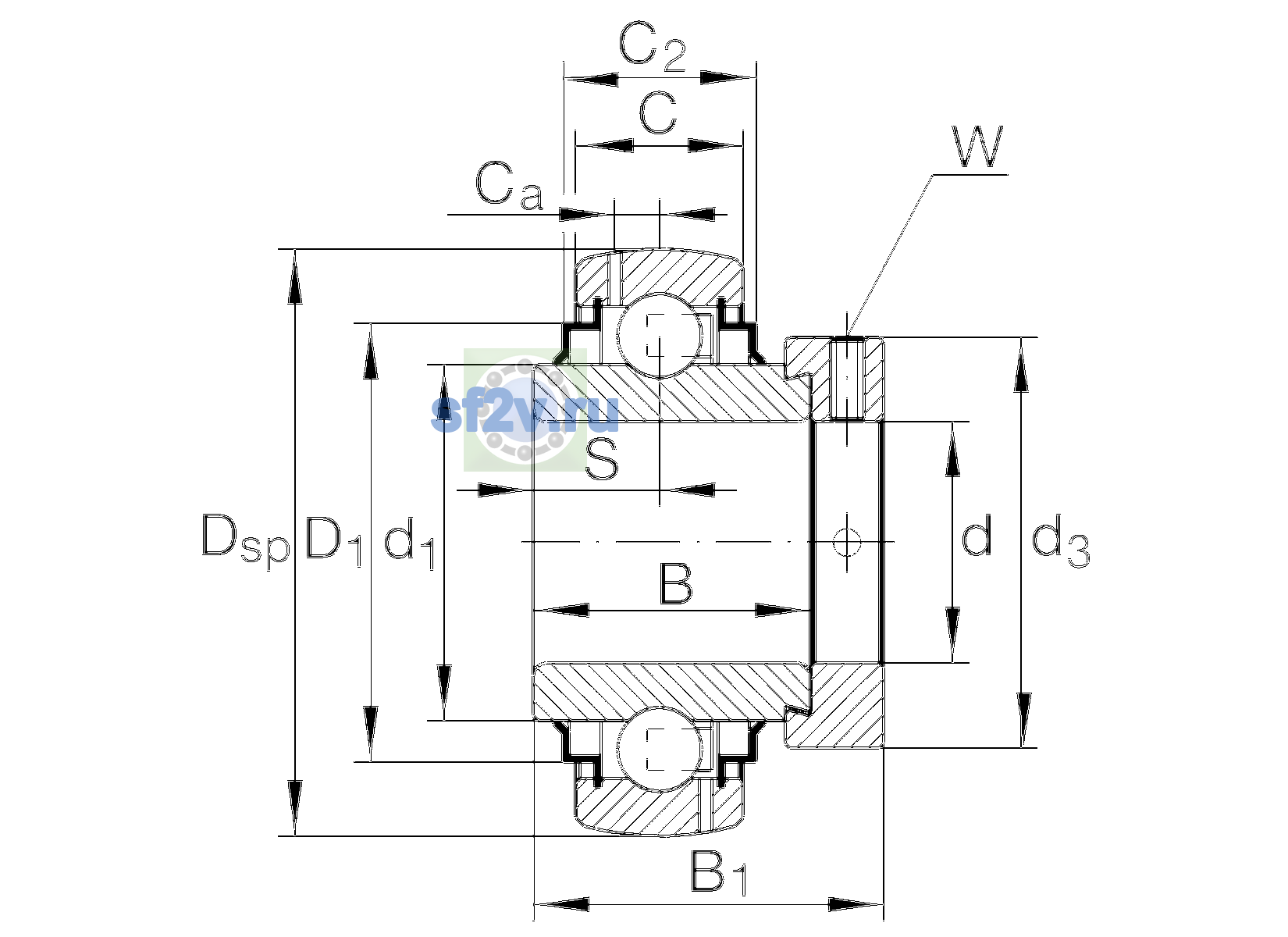 Схема подшипника G1104-206-KRR-B-AS2/V