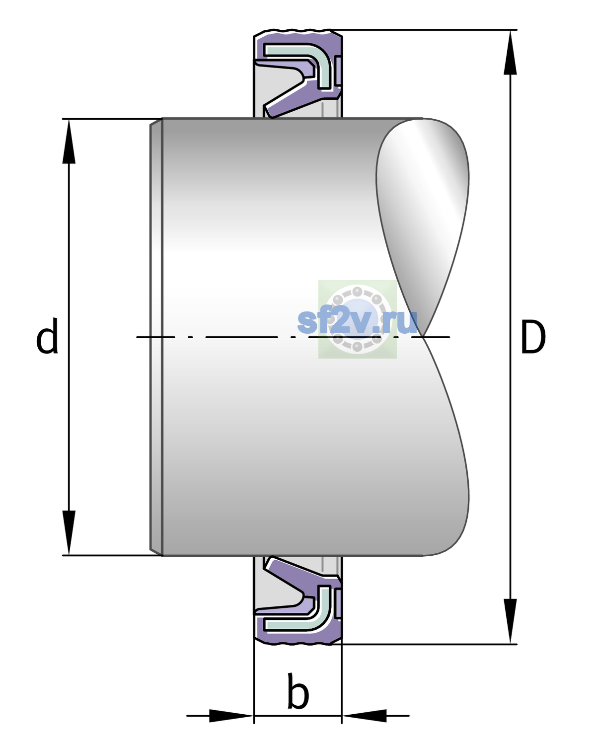 Схема подшипника G14X22X3