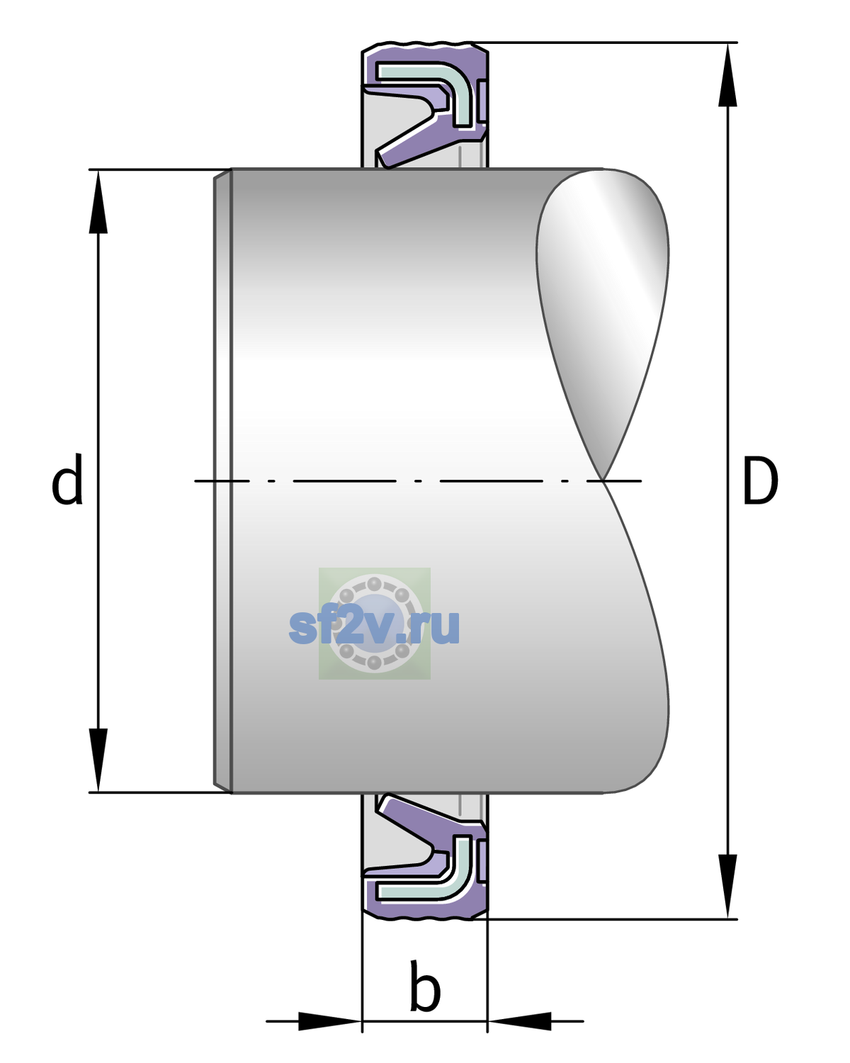 Схема подшипника G22X28X4