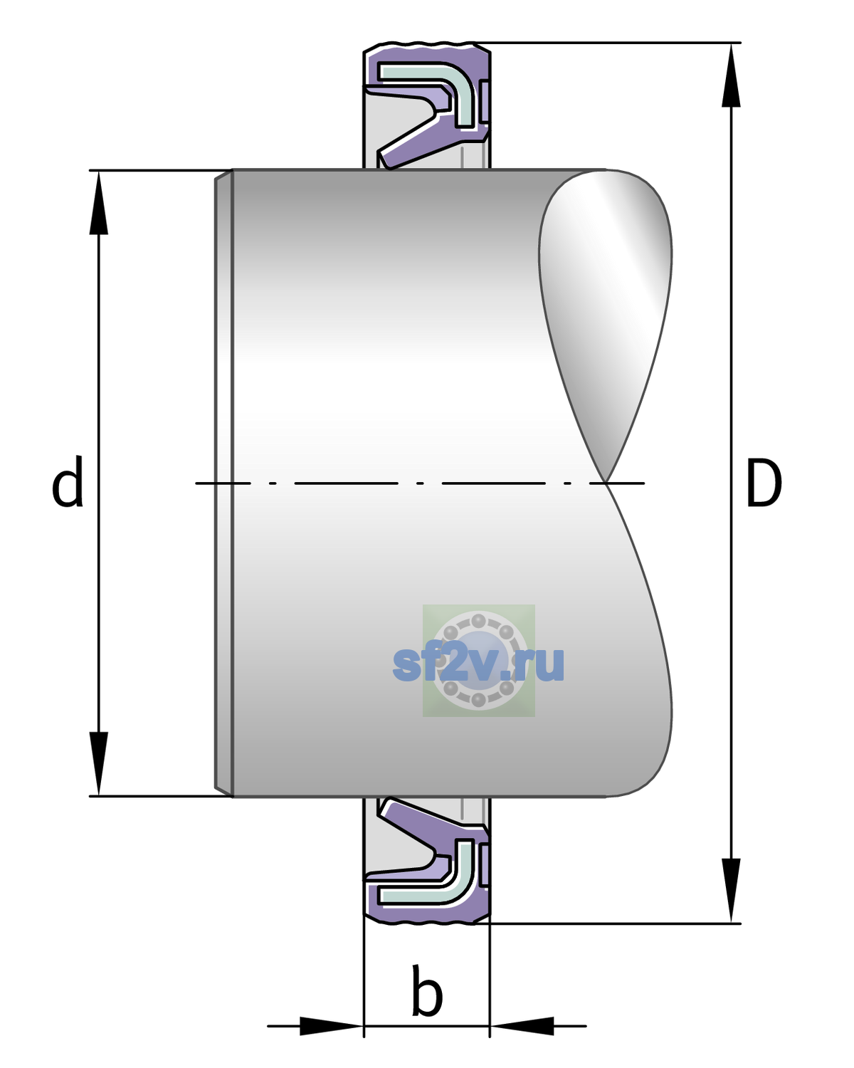 Схема подшипника G8X12X3