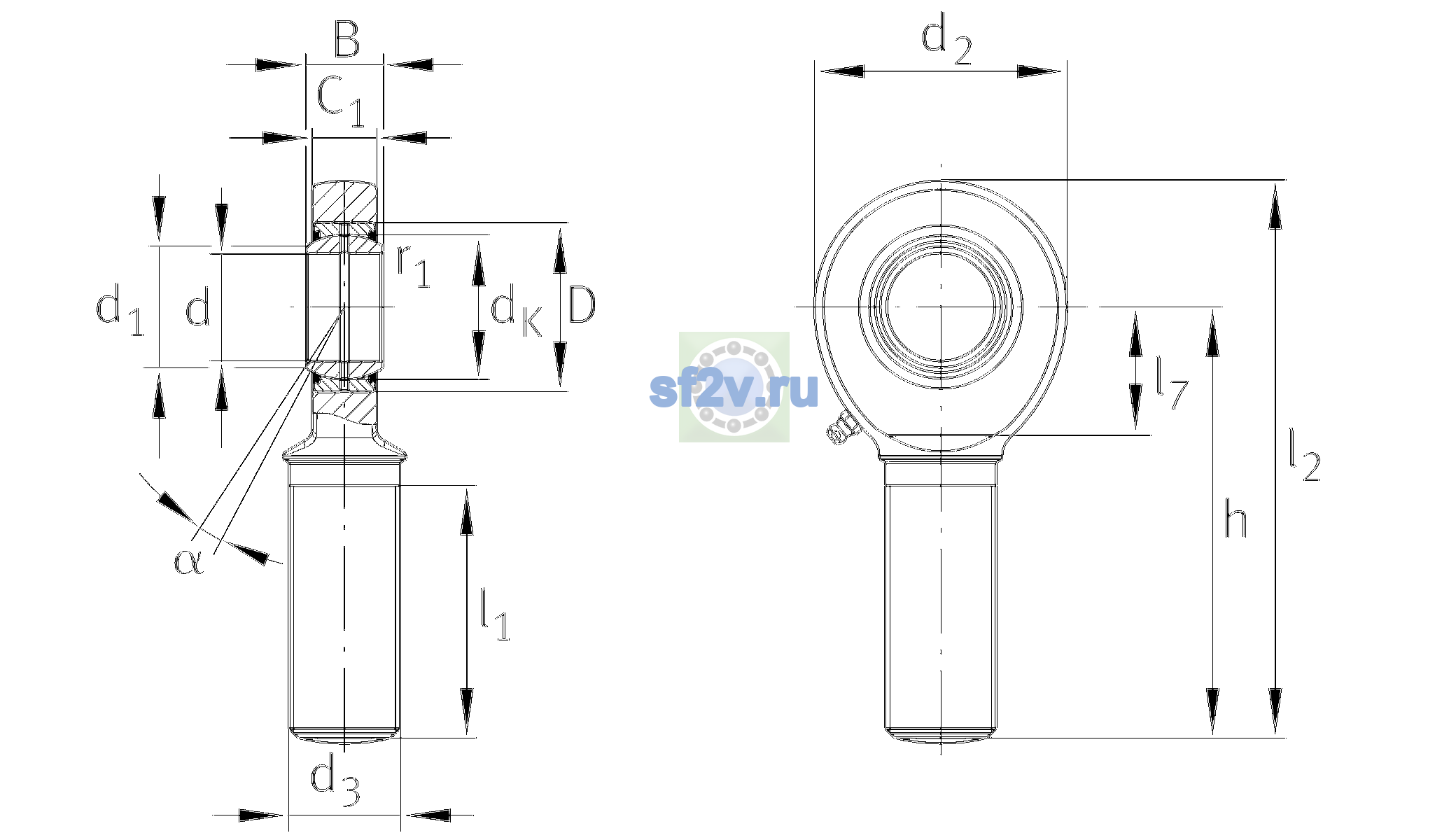 Схема подшипника GAL35-DO-2RS
