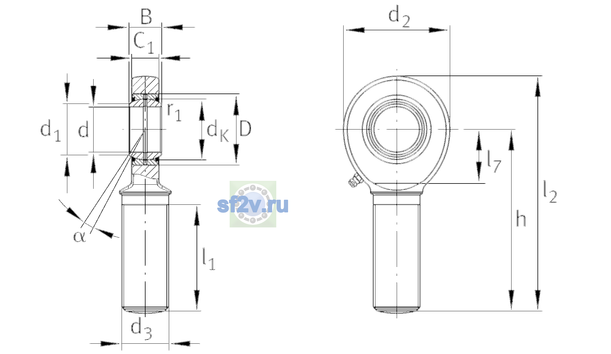 Схема подшипника GAL45-DO-2RS