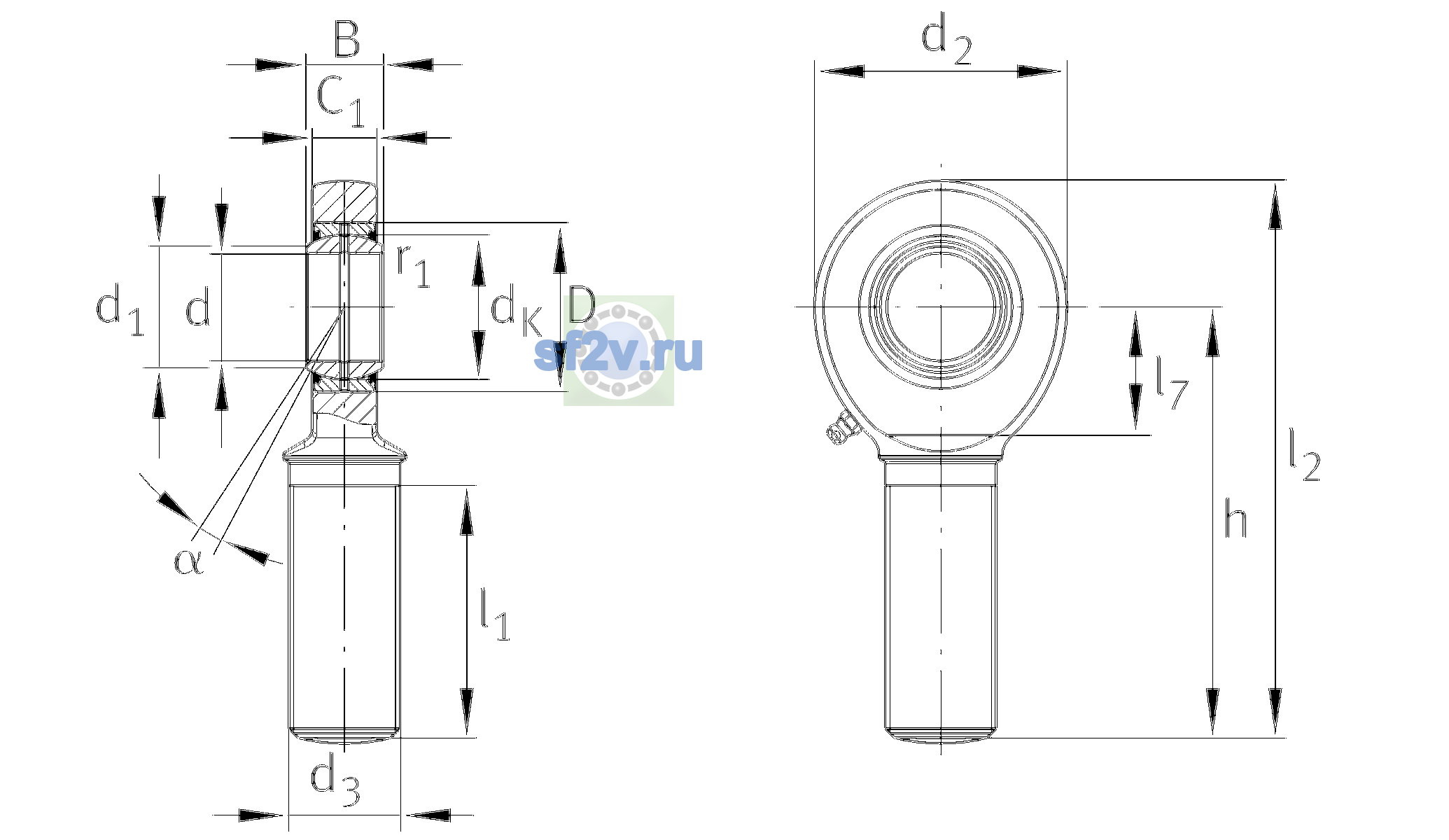 Схема подшипника GAL60-DO-2RS