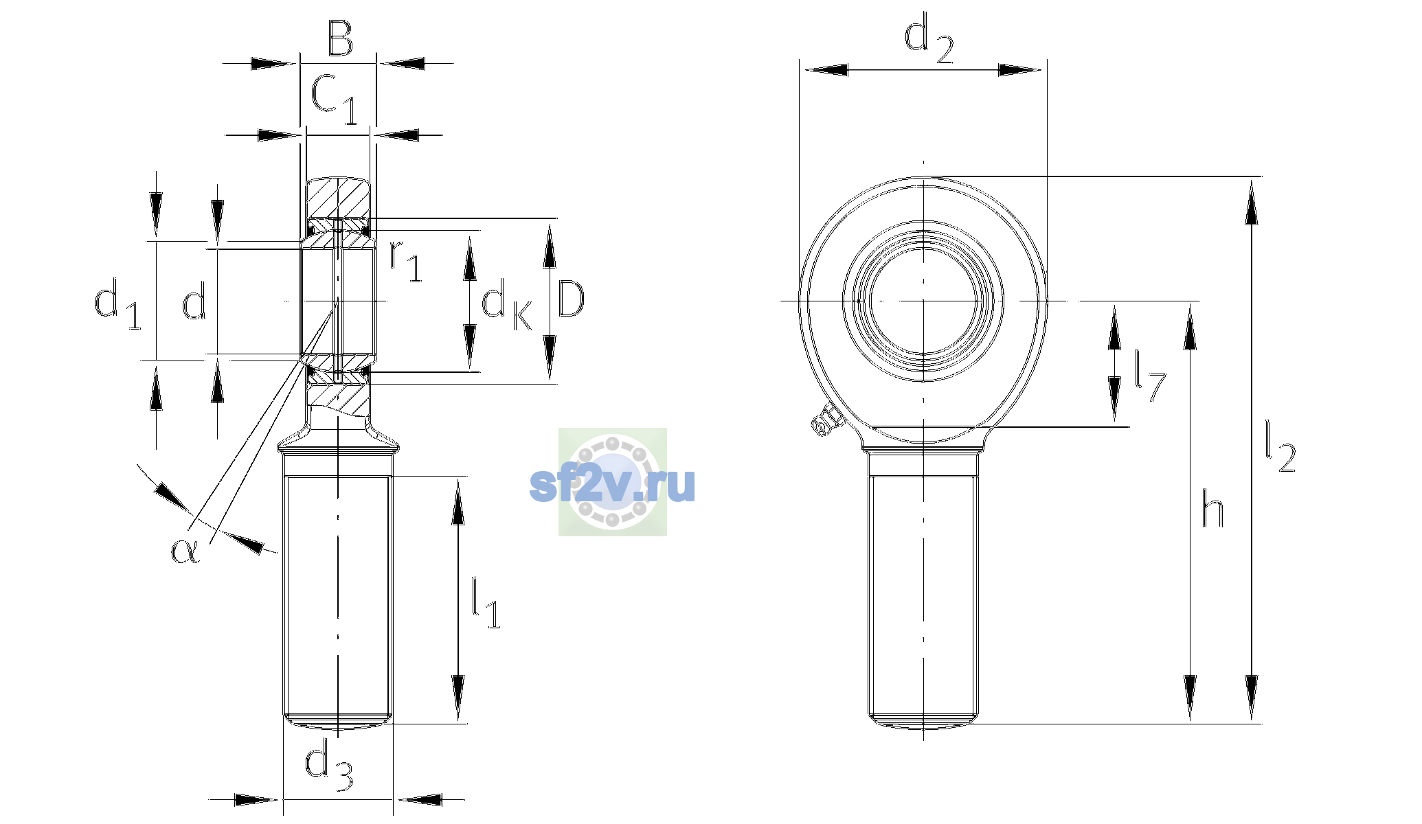 Схема подшипника GAL70-DO-2RS