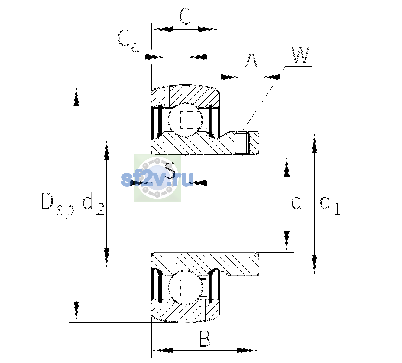 Схема подшипника GAY010-NPP-B-AS2/V
