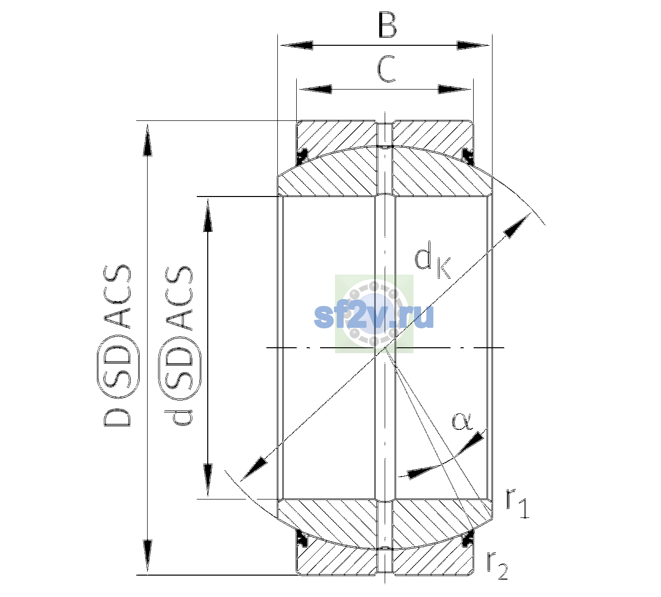 Схема подшипника GE100-DO-2RS-C3
