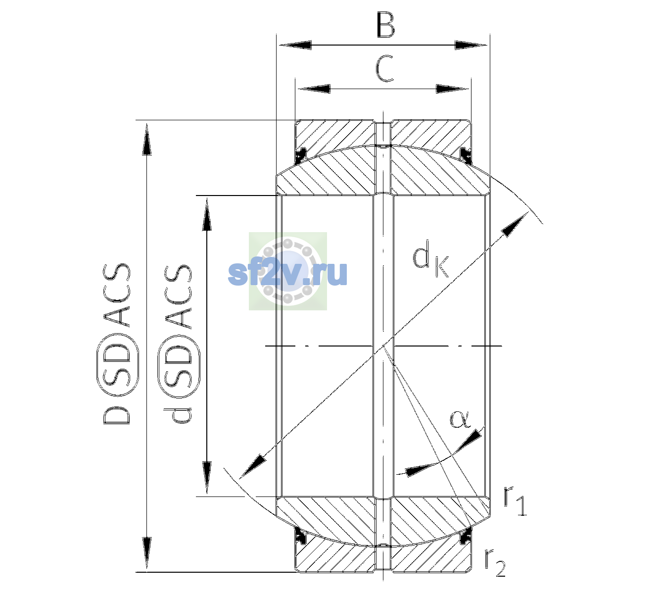 Схема подшипника GE100-DO-2RS-E