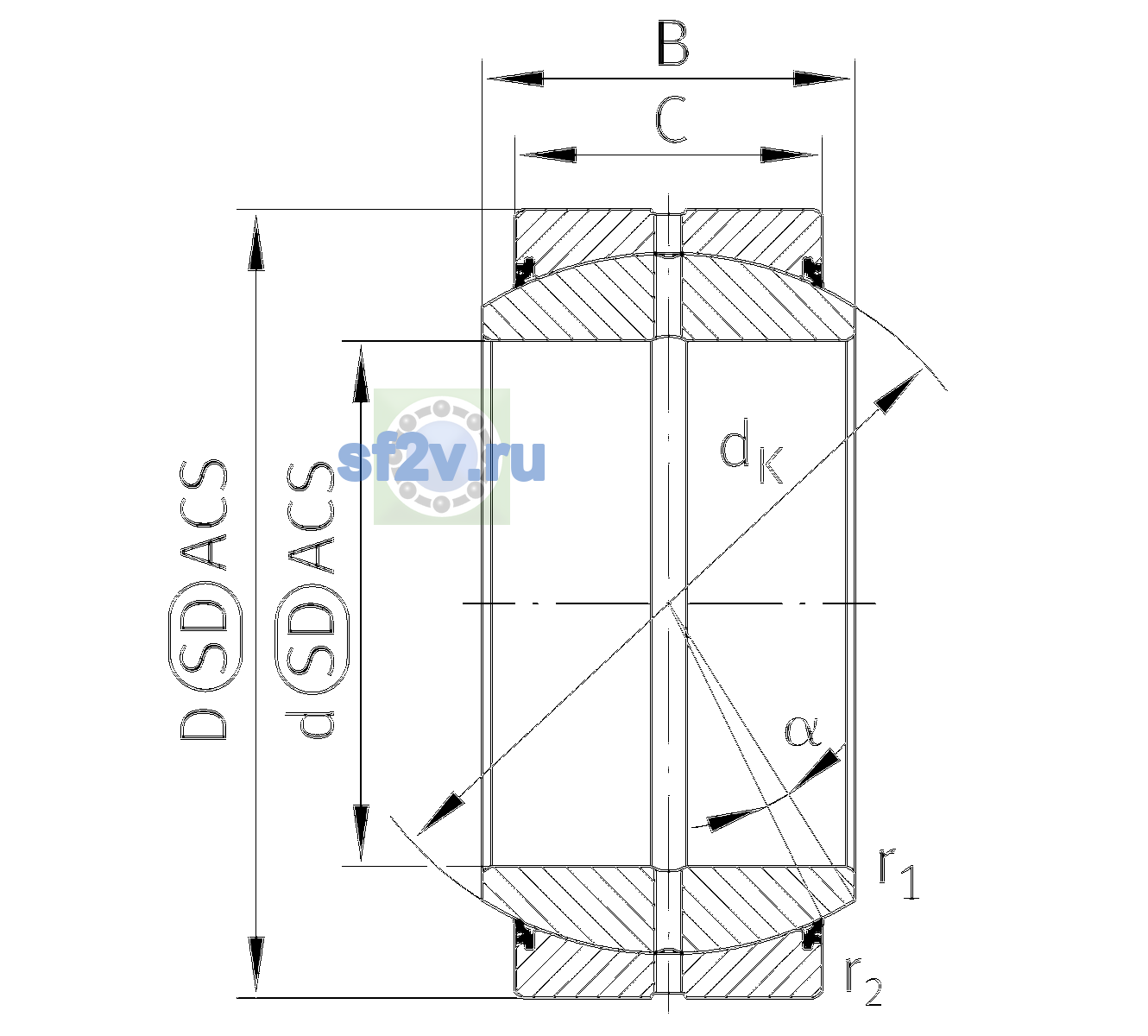 Схема подшипника GE110-DO-2RS-C2
