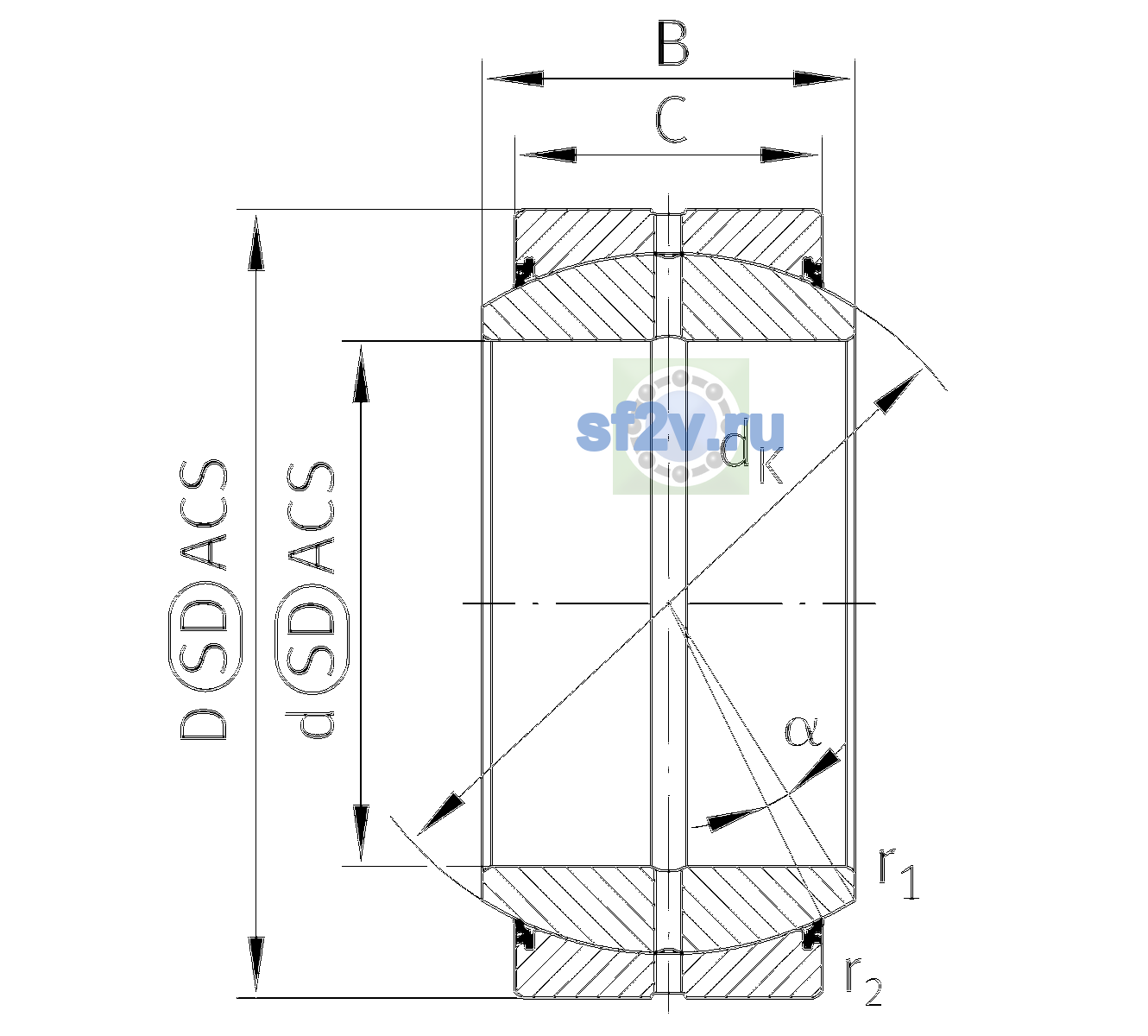 Схема подшипника GE120-DO-2RS-C3