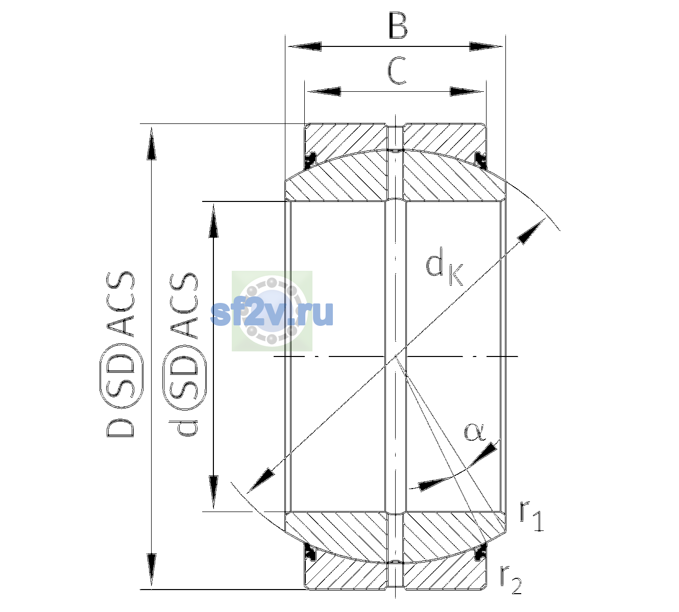 Схема подшипника GE120-DO-2RS-E