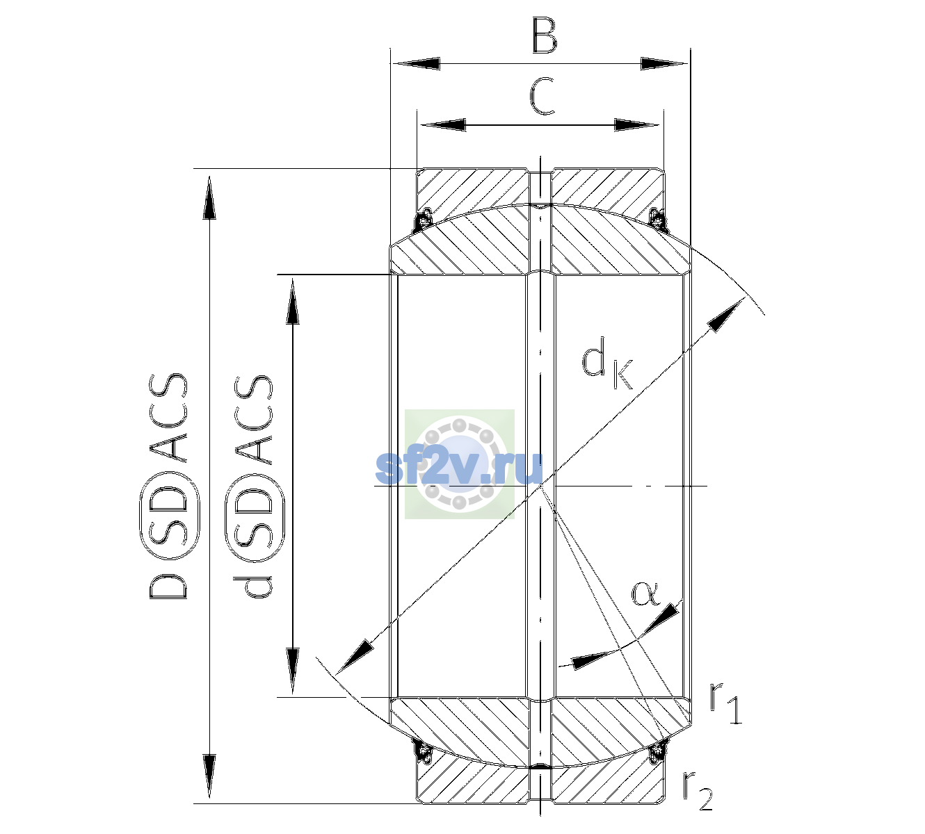 Схема подшипника GE120-DO-2TS
