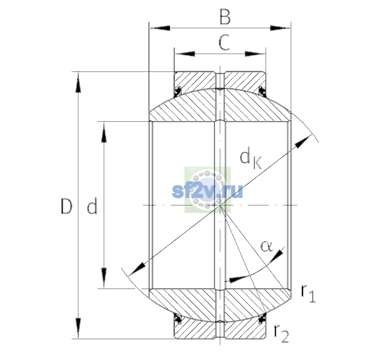 Схема подшипника GE120-FO-2RS