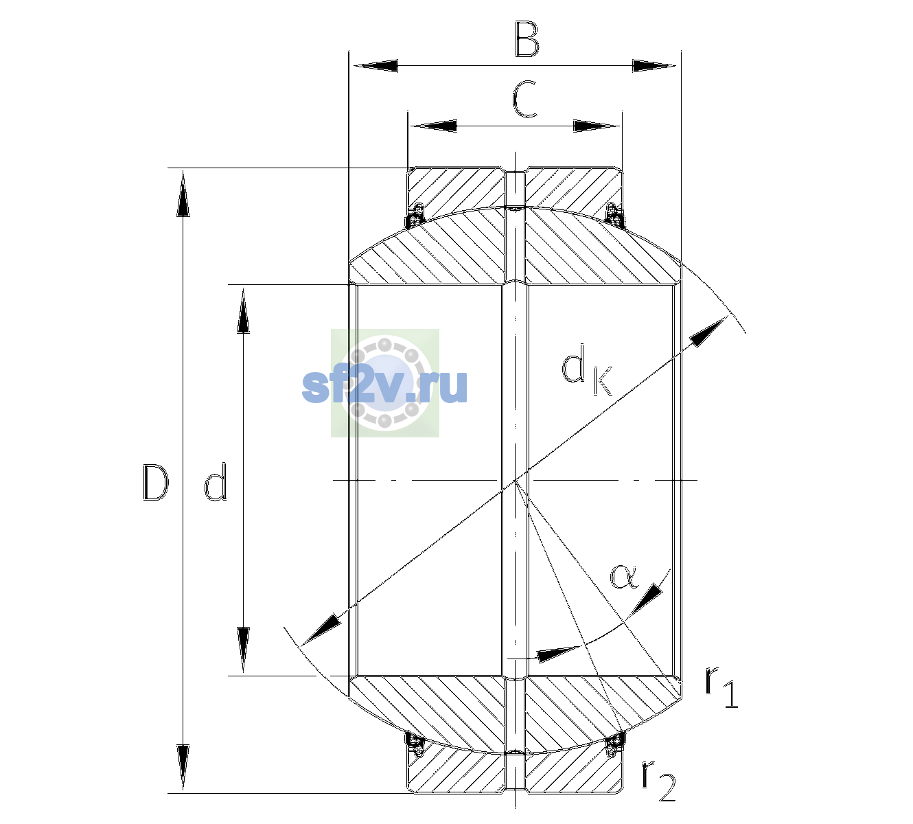 Схема подшипника GE120-FO-2TS