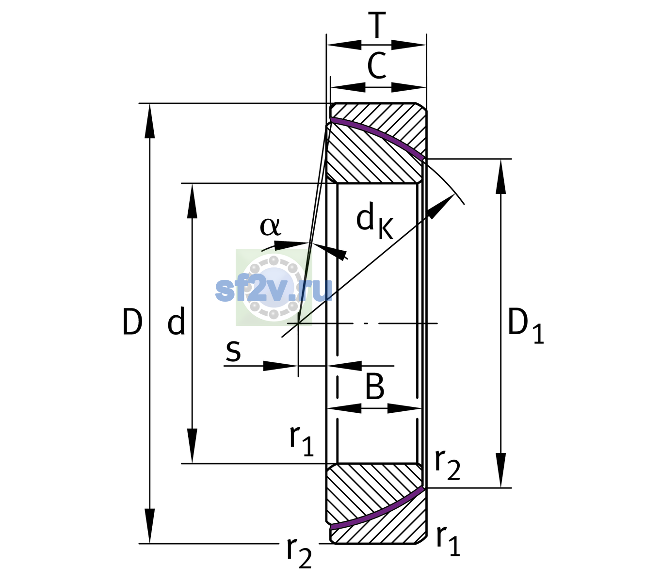 Схема подшипника GE120-SW
