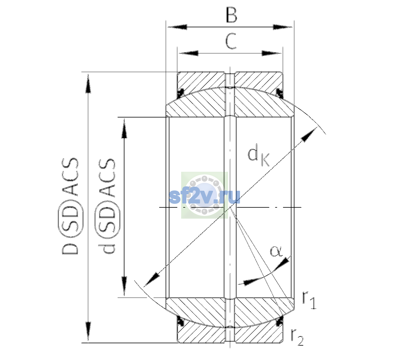Схема подшипника GE15-DO-2RS-E