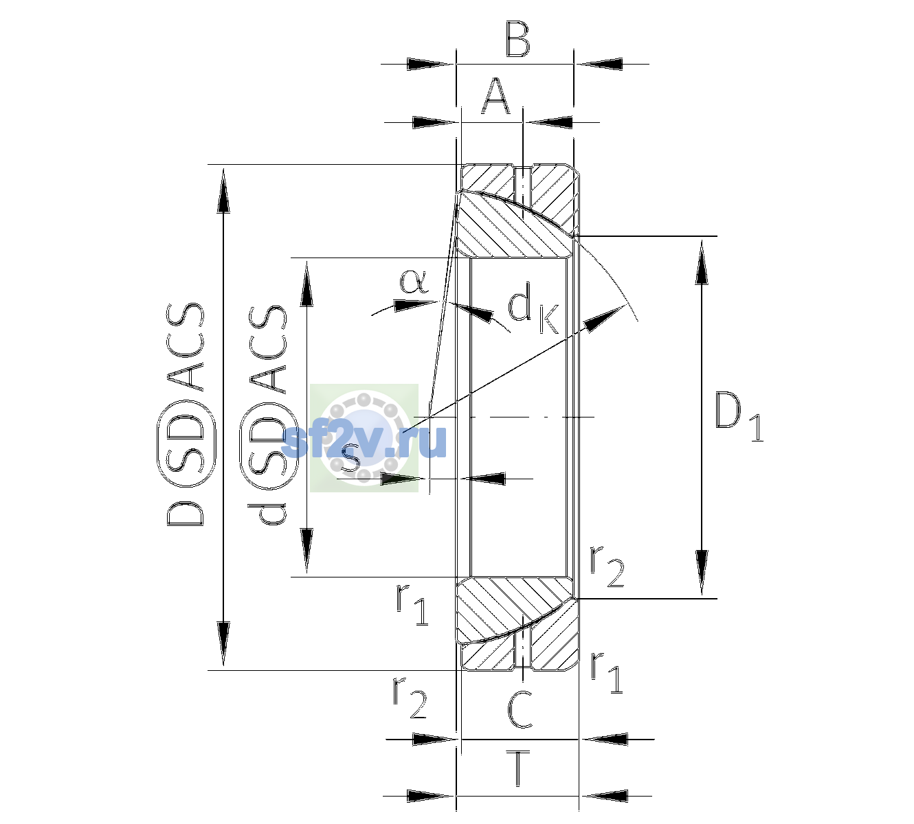 Схема подшипника GE150-SX